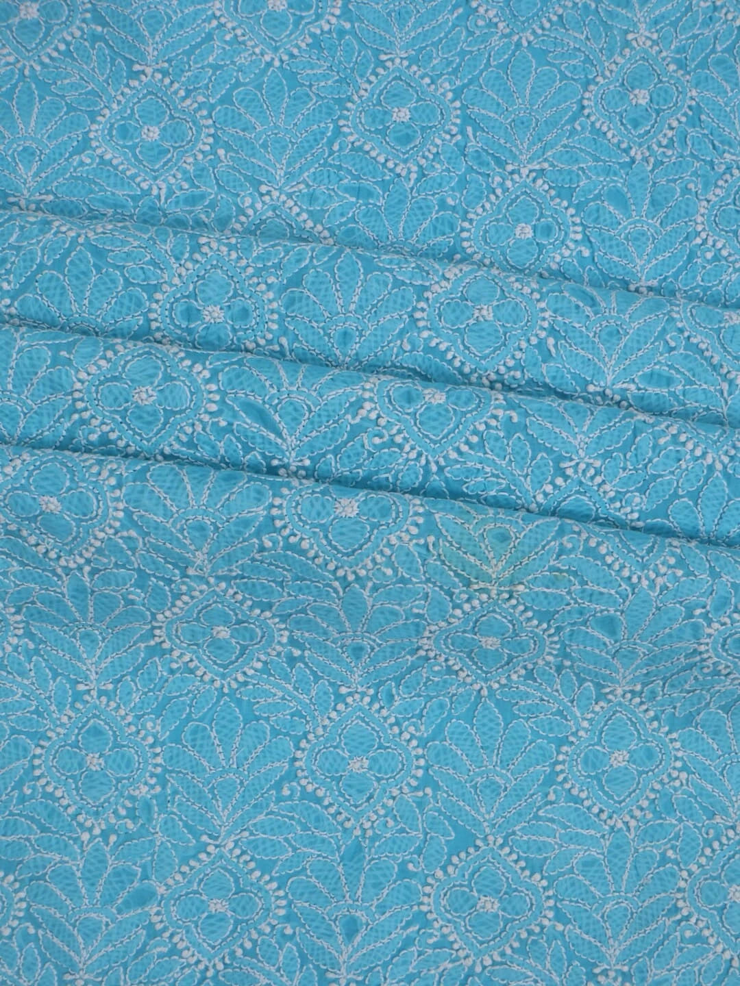 Ada Hand Embroidered Sky Blue Cotton Lucknowi Chikankari Unstitched Kurta Dupatta Set A297617