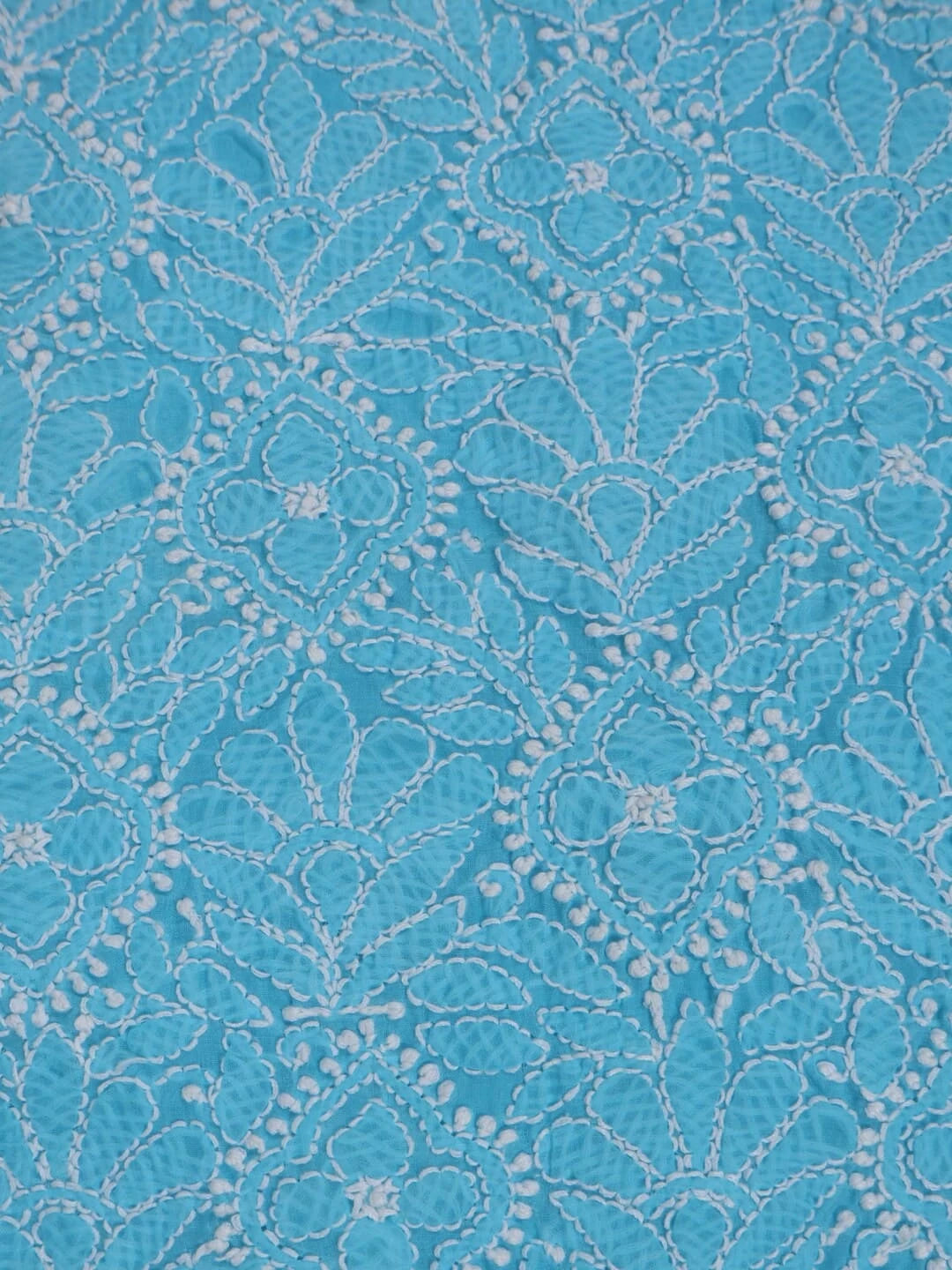 Ada Hand Embroidered Sky Blue Cotton Lucknowi Chikankari Unstitched Kurta Dupatta Set A297617