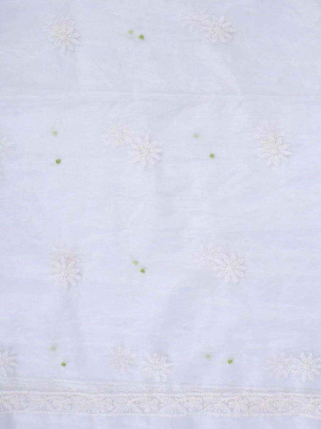 Ada Hand Embroidered White Organza Lucknowi Chikankari Unstitched Kurta Dupatta Set With Pearl Work 01A230617