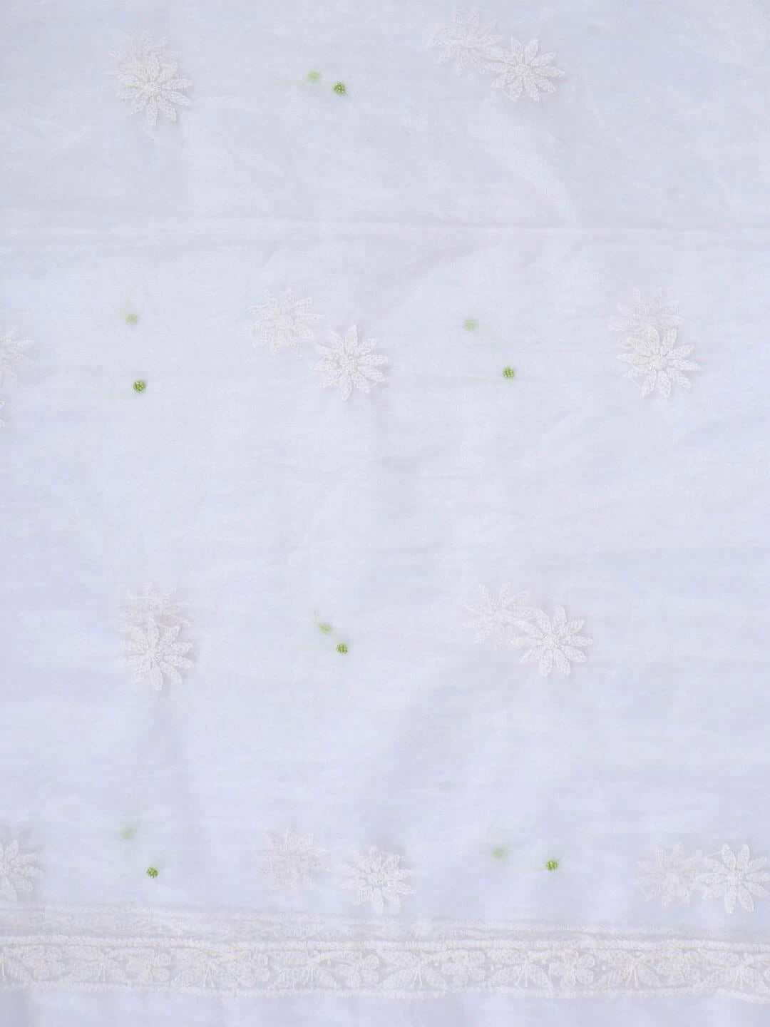Ada Hand Embroidered White Organza Lucknowi Chikankari Unstitched Kurta Dupatta Set With Pearl Work 01A230617