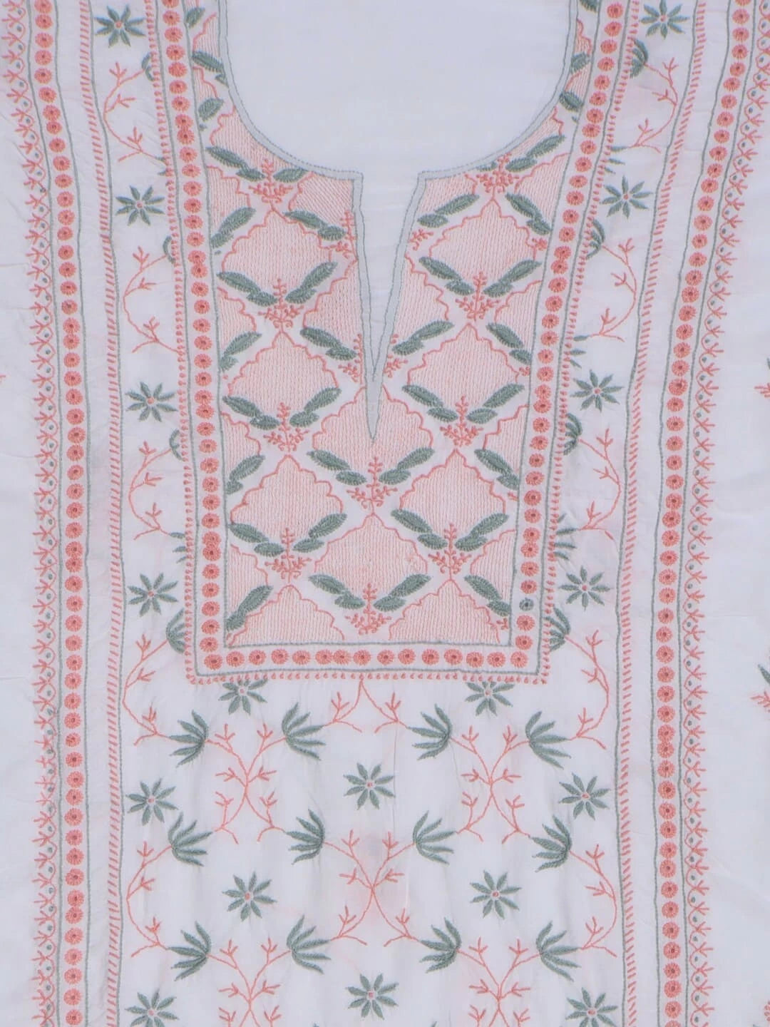 Ada Hand Embroidered White Modal Lucknowi Chikankari Unstitched Kurta Dupatta Set 01A265030