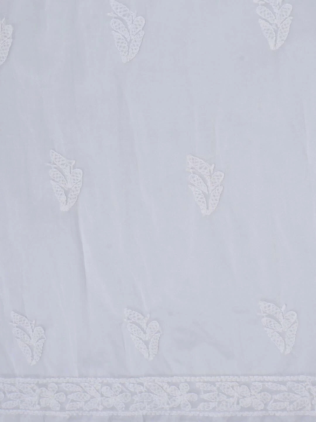 Ada Hand Embroidered White Organza Lucknowi Chikankari Unstitched Kurta Dupatta Set 01A283541