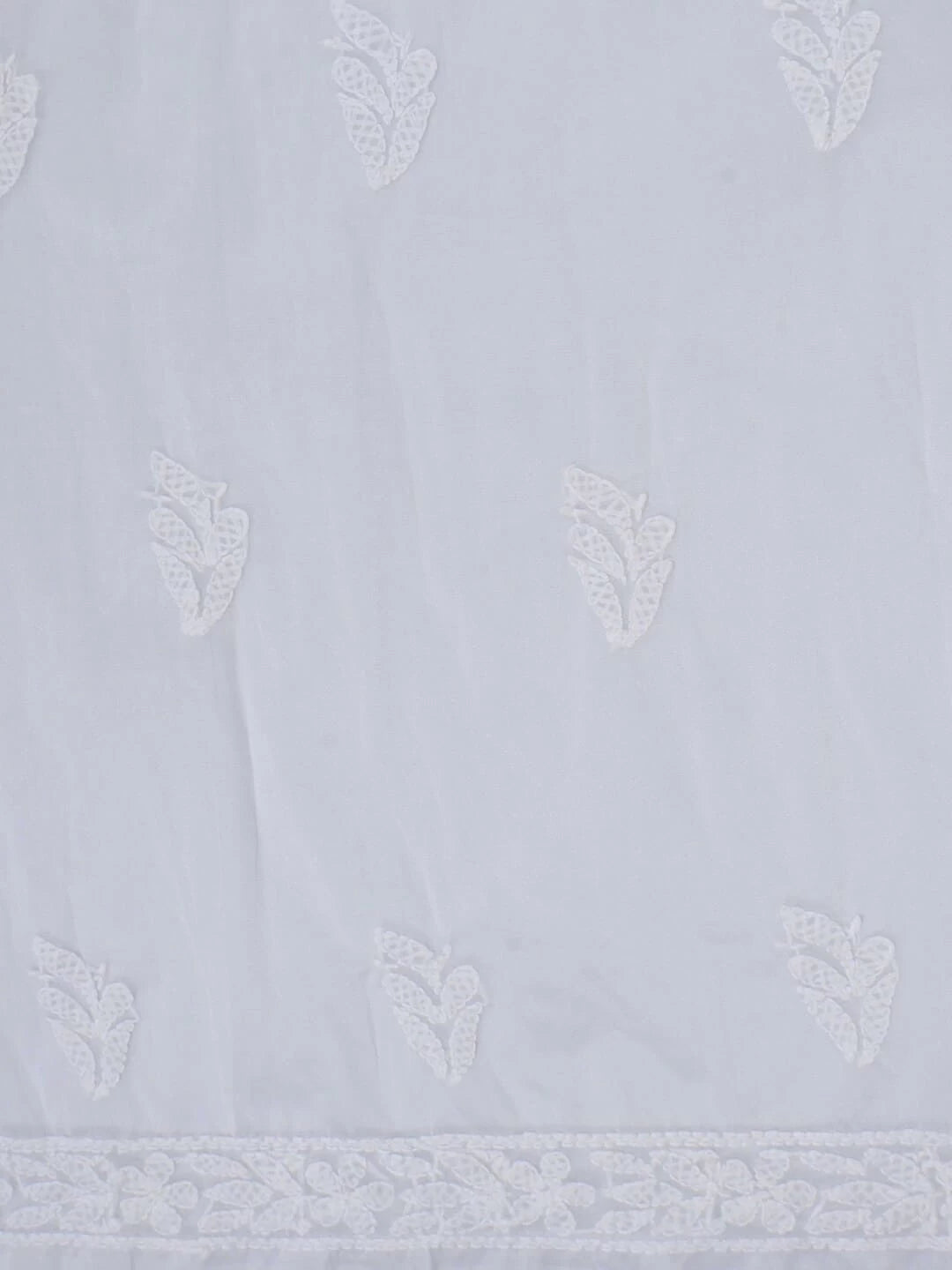 Ada Hand Embroidered White Organza Lucknowi Chikankari Unstitched Kurta Dupatta Set 01A283541