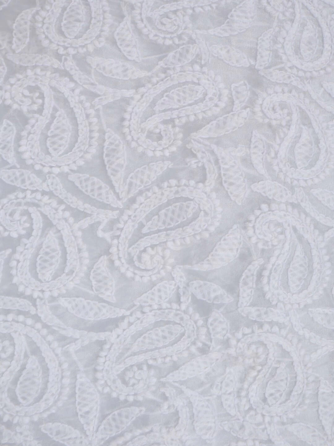 Ada Hand Embroidered White Organza Lucknowi Chikankari Unstitched Kurta Dupatta Set 01A283541