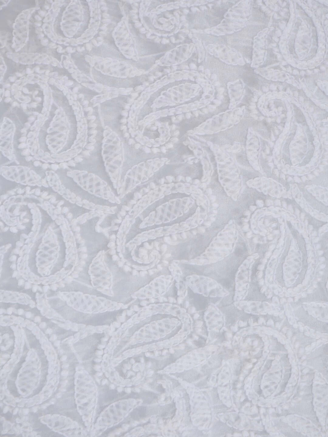 Ada Hand Embroidered White Organza Lucknowi Chikankari Unstitched Kurta Dupatta Set 01A283541