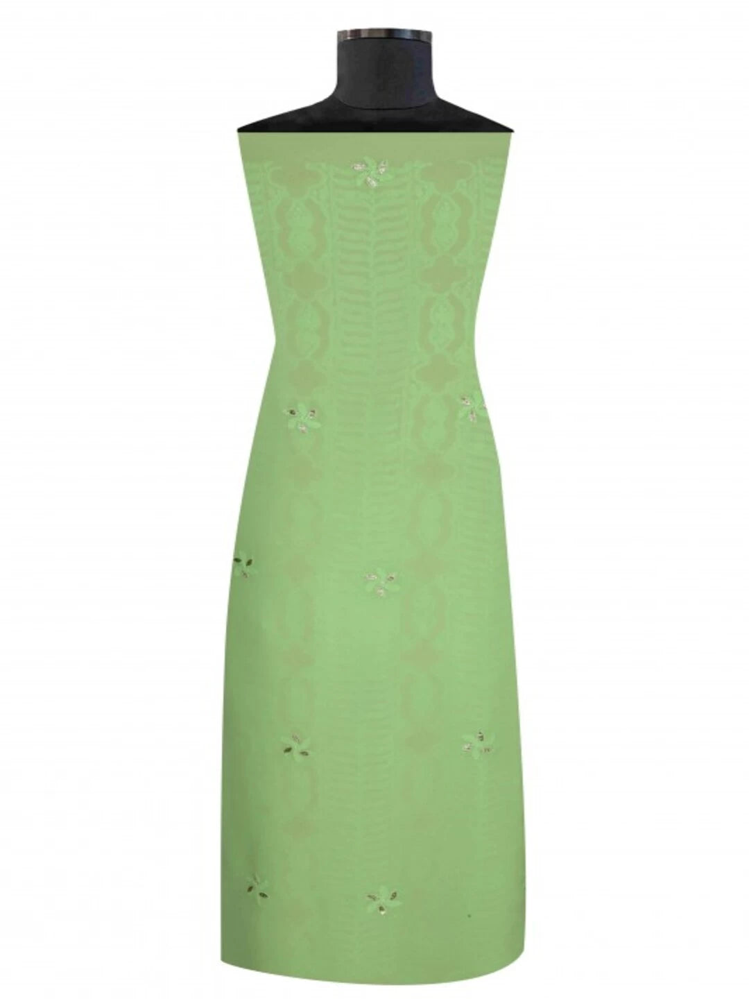 Ada Hand Embroidered Fluorescent Green Viscose Georgette Lucknowi Chikankari Unstitched Kurta Dupatta Set with Gota Patti Work A622306