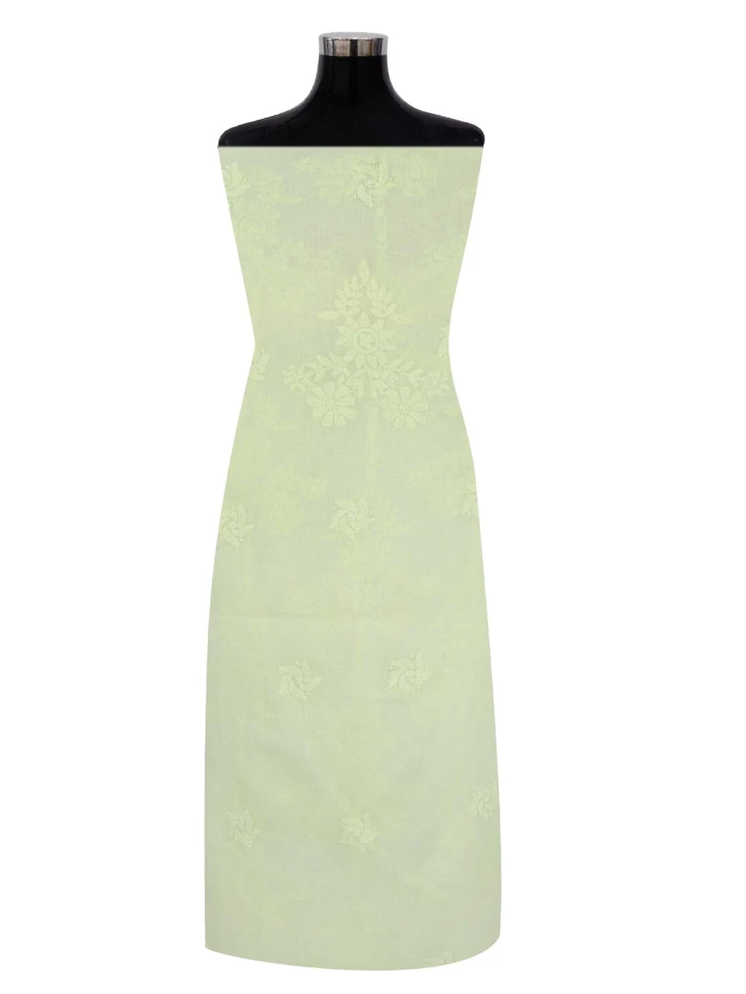 Ada Hand Embroidered Lime Green Cotton Lucknowi Chikankari Unstitched Kurta Dupatta Set 01A60263