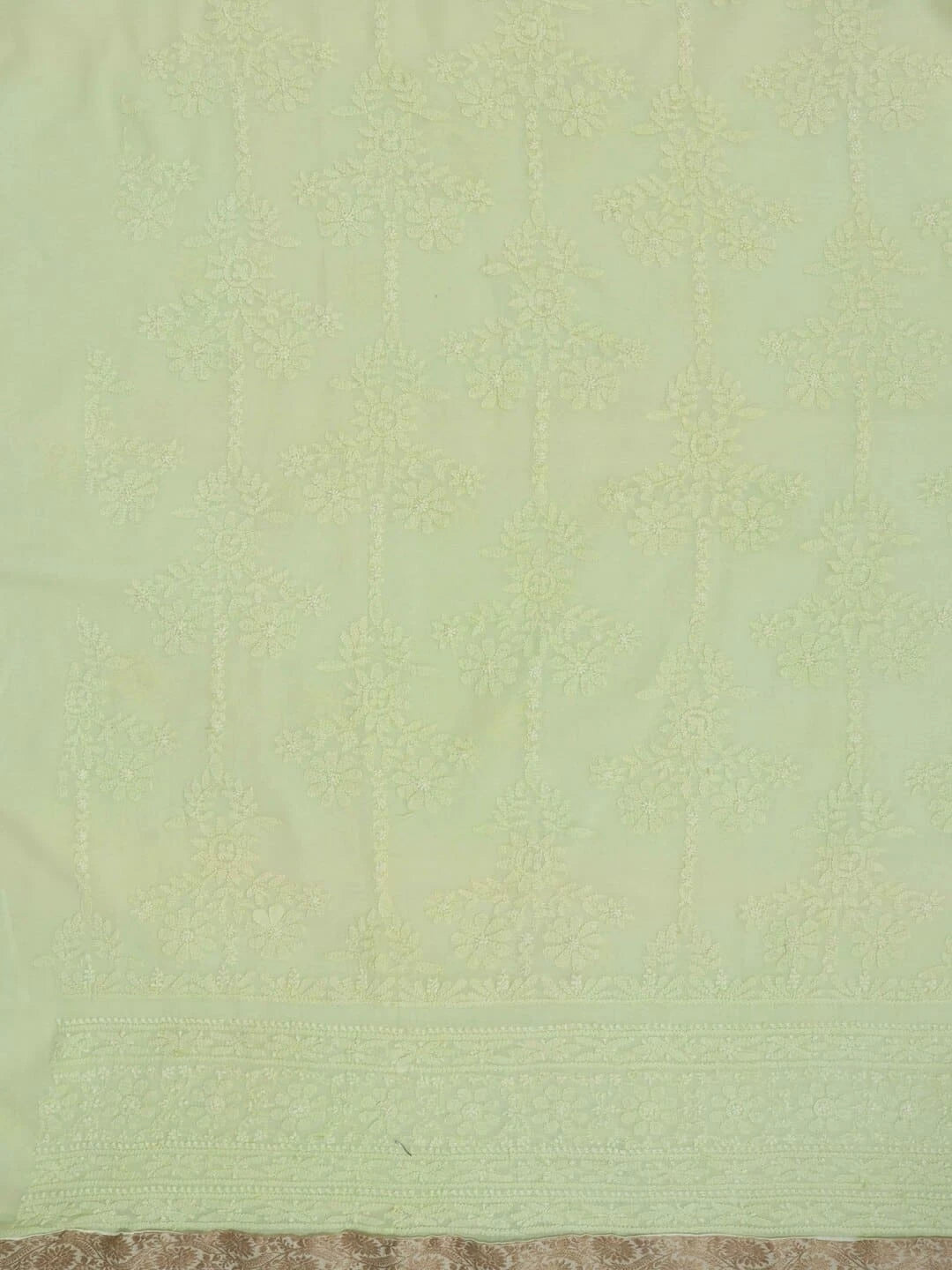 Ada Hand Embroidered Lime Green Cotton Lucknowi Chikankari Unstitched Kurta Dupatta Set 01A60263