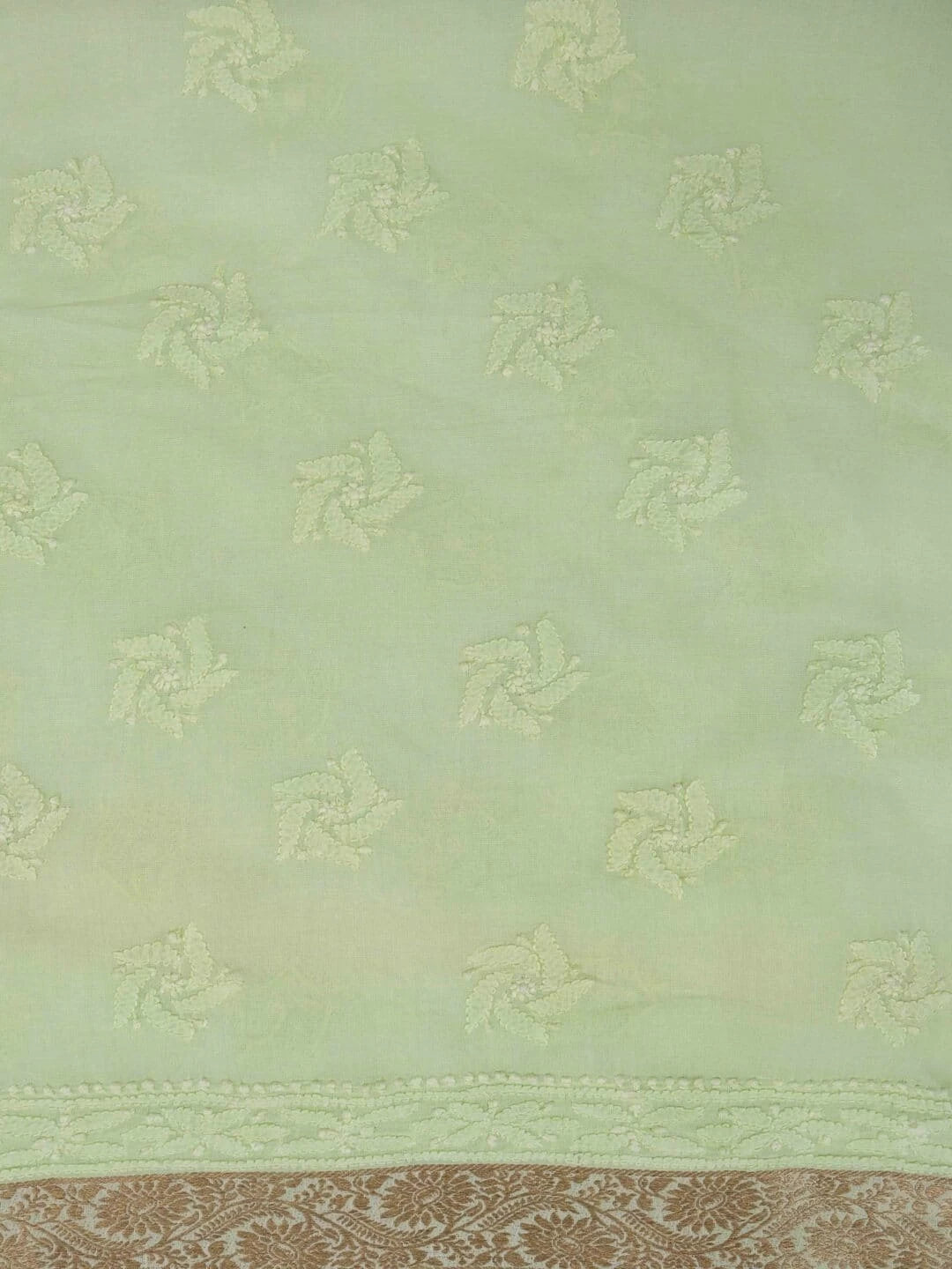 Ada Hand Embroidered Lime Green Cotton Lucknowi Chikankari Unstitched Kurta Dupatta Set 01A60263