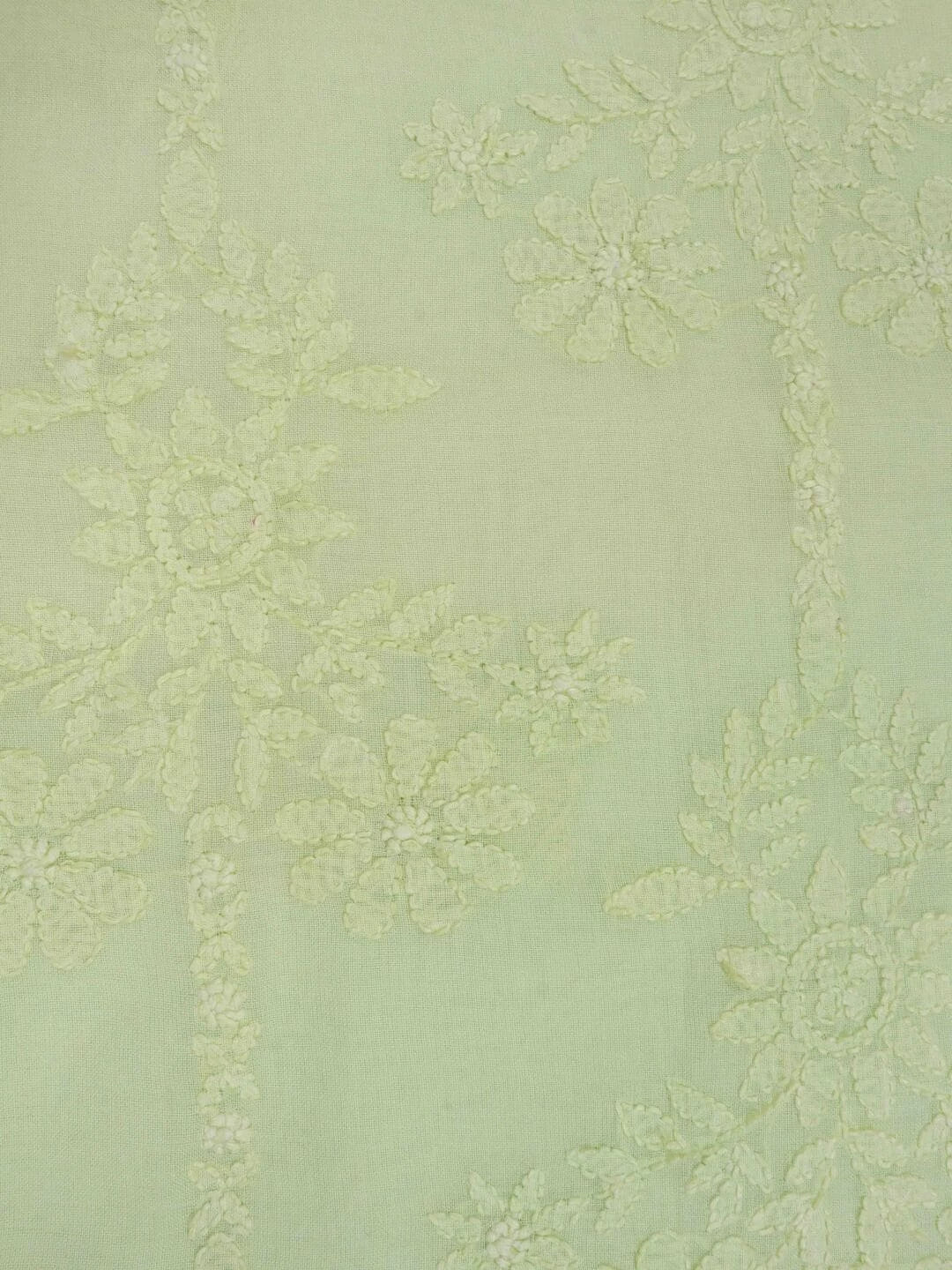 Ada Hand Embroidered Lime Green Cotton Lucknowi Chikankari Unstitched Kurta Dupatta Set 01A60263