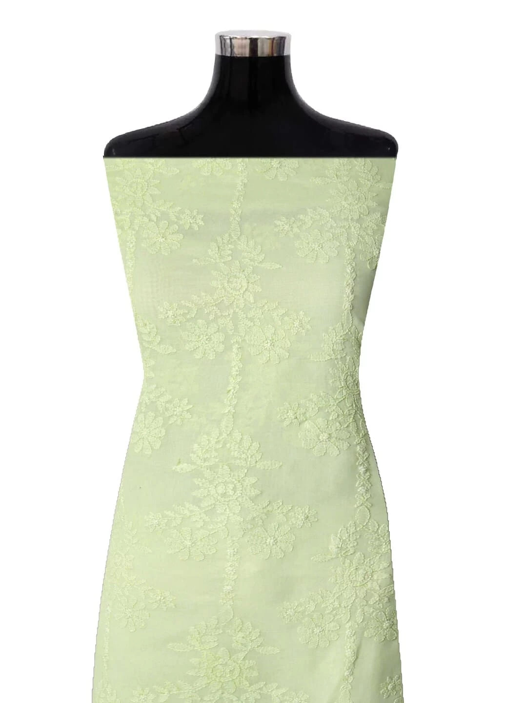 Ada Hand Embroidered Lime Green Cotton Lucknowi Chikankari Unstitched Kurta Dupatta Set 01A60263