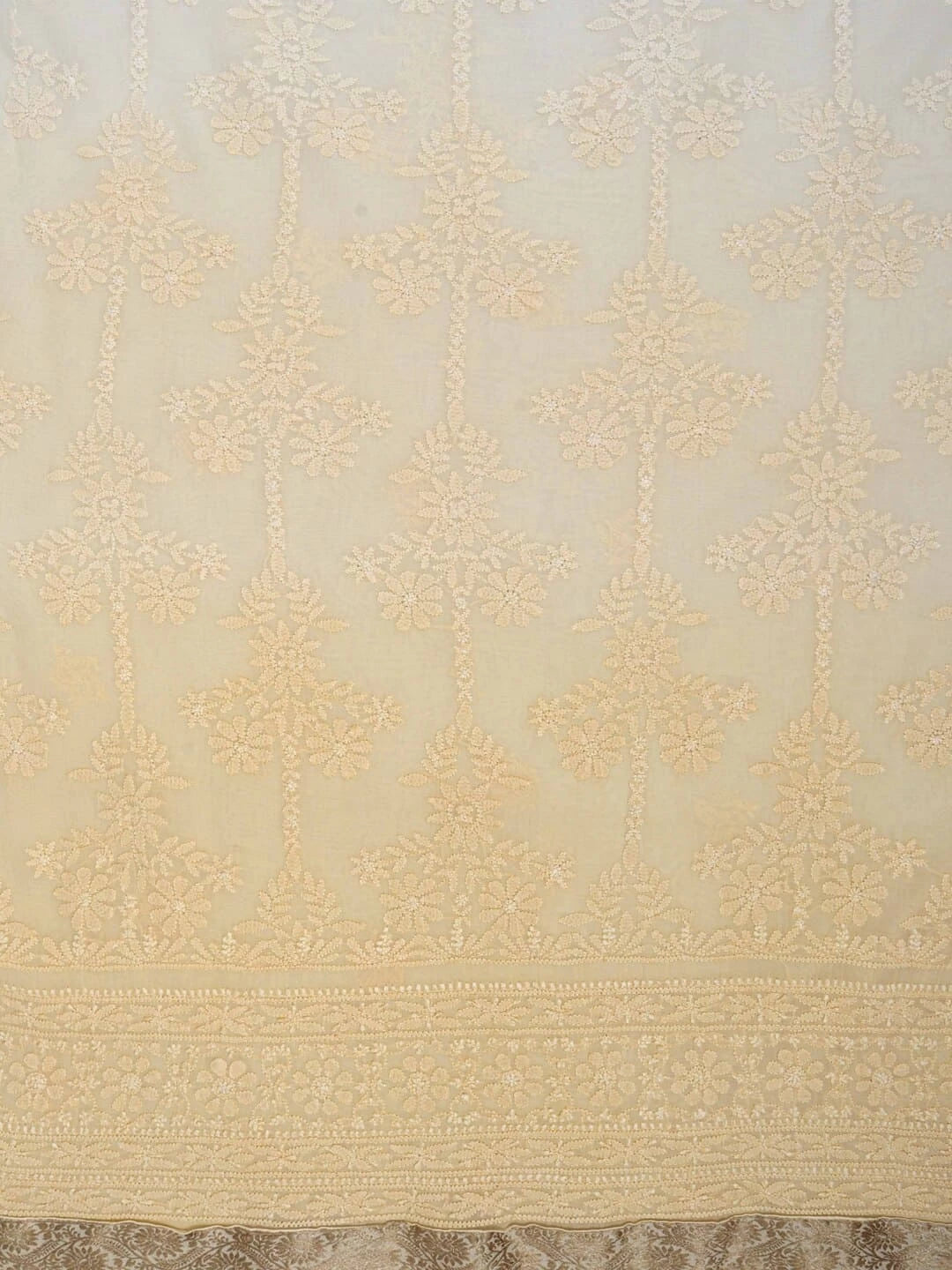 Ada Hand Embroidered Light Yellow Ombre Shade Cotton Lucknowi Chikankari Unstitched Kurta Dupatta Set A595372