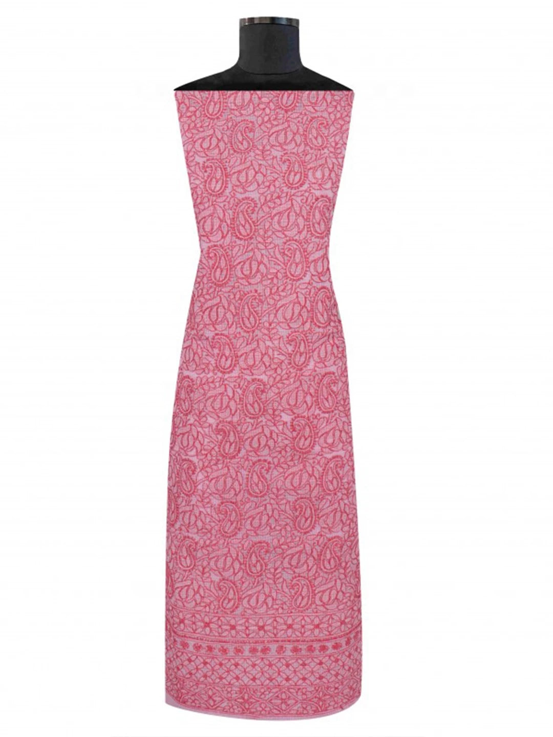 Ada Hand Embroidered Baby Pink Kota Lucknowi Chikankari Unstitched Kurta Dupatta Set 01A219568