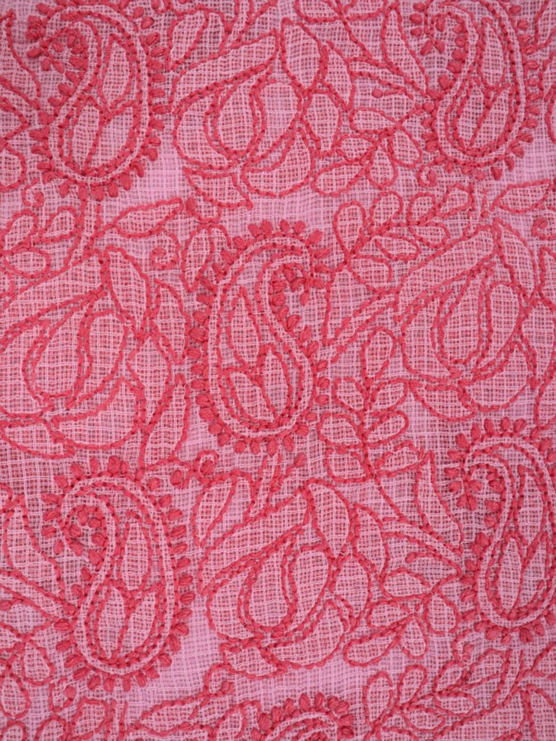Ada Hand Embroidered Baby Pink Kota Lucknowi Chikankari Unstitched Kurta Dupatta Set 01A219568