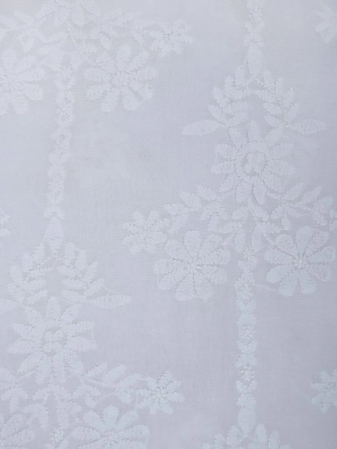 Ada Hand Embroidered White Cotton Lucknowi Chikankari Unstitched Kurta Dupatta Set 01A60259