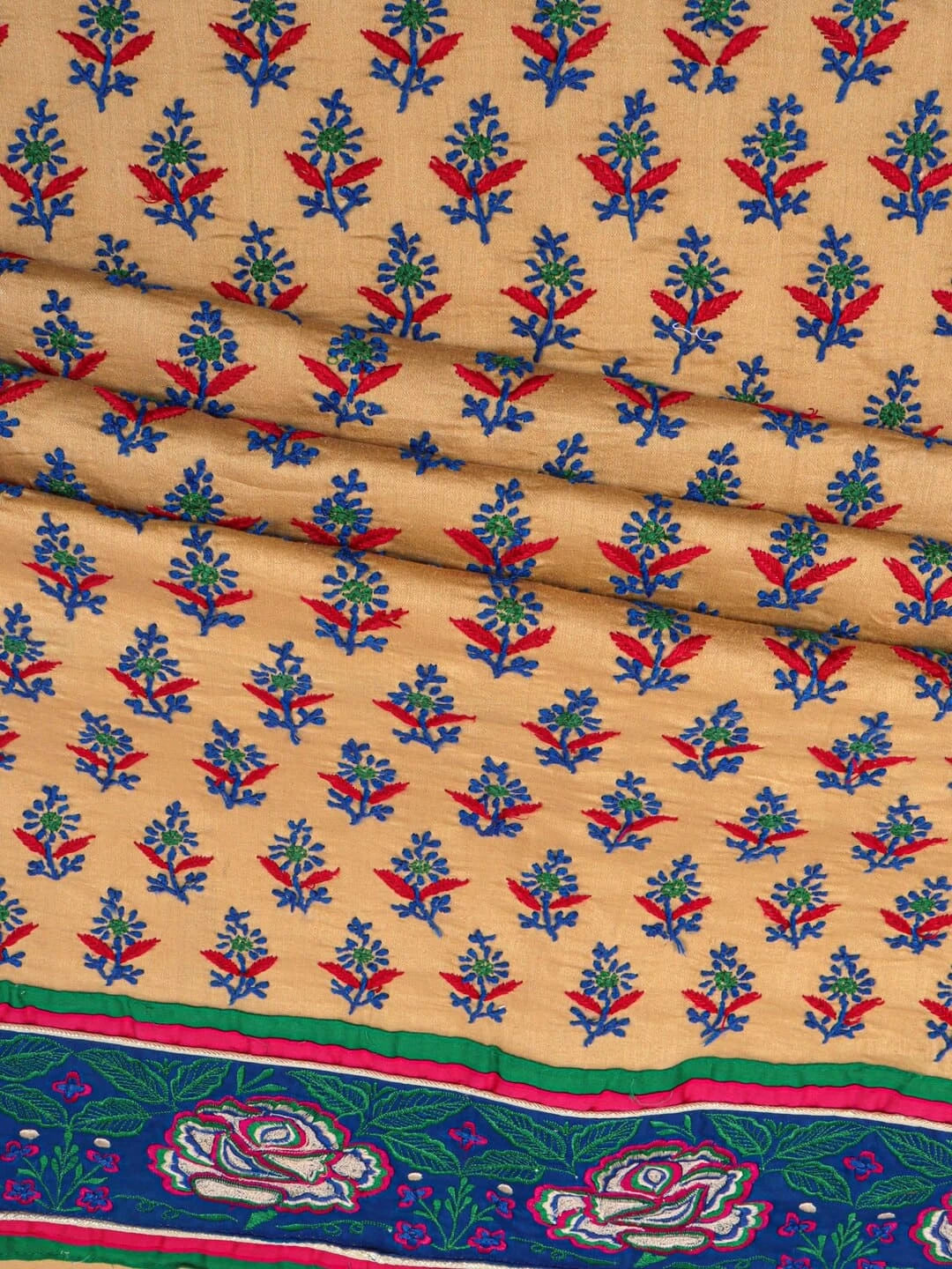 Ada Hand Embroidered Fawn Cotton Lucknowi Chikankari Unstitched Kurta Dupatta Set A74851