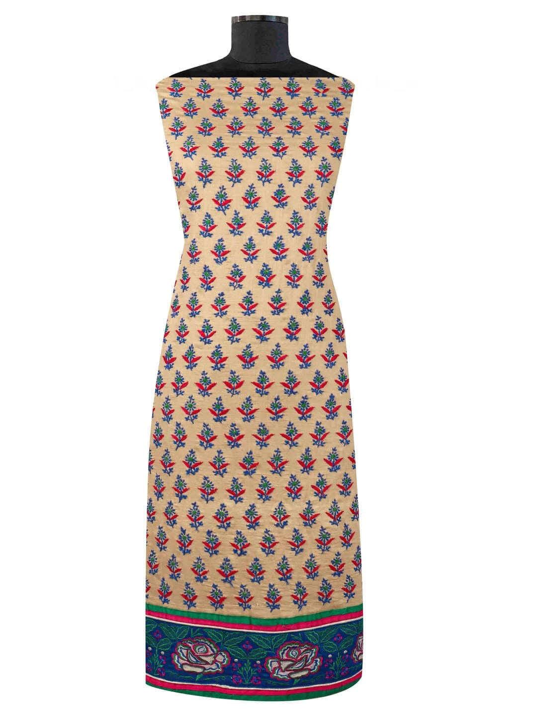 Ada Hand Embroidered Fawn Cotton Lucknowi Chikankari Unstitched Kurta Dupatta Set A74851