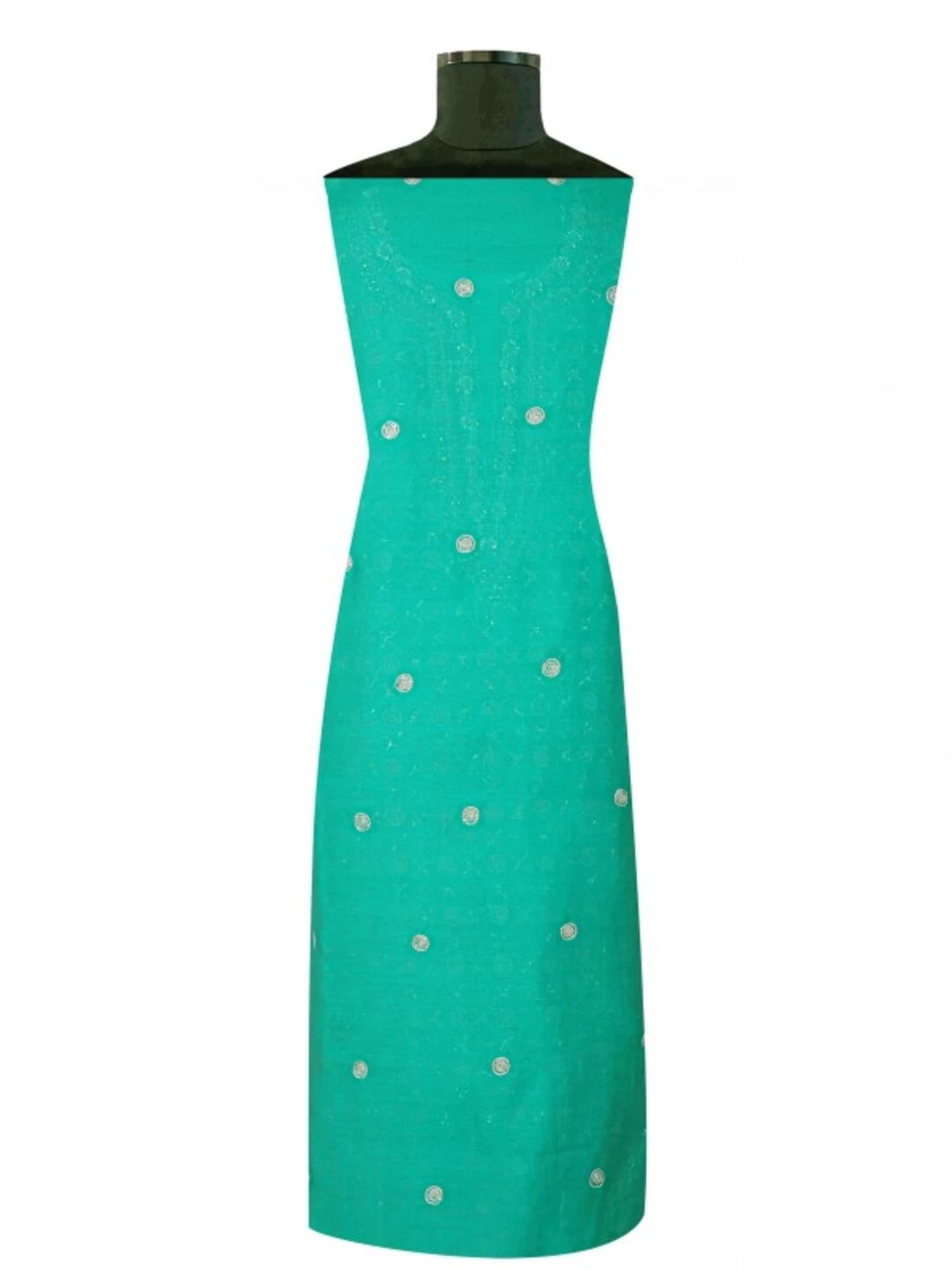 Ada Hand Embroidered Green Cotton Lucknowi Chikankari Unstitched Kurta Dupatta Set With Muqaish Work A326801