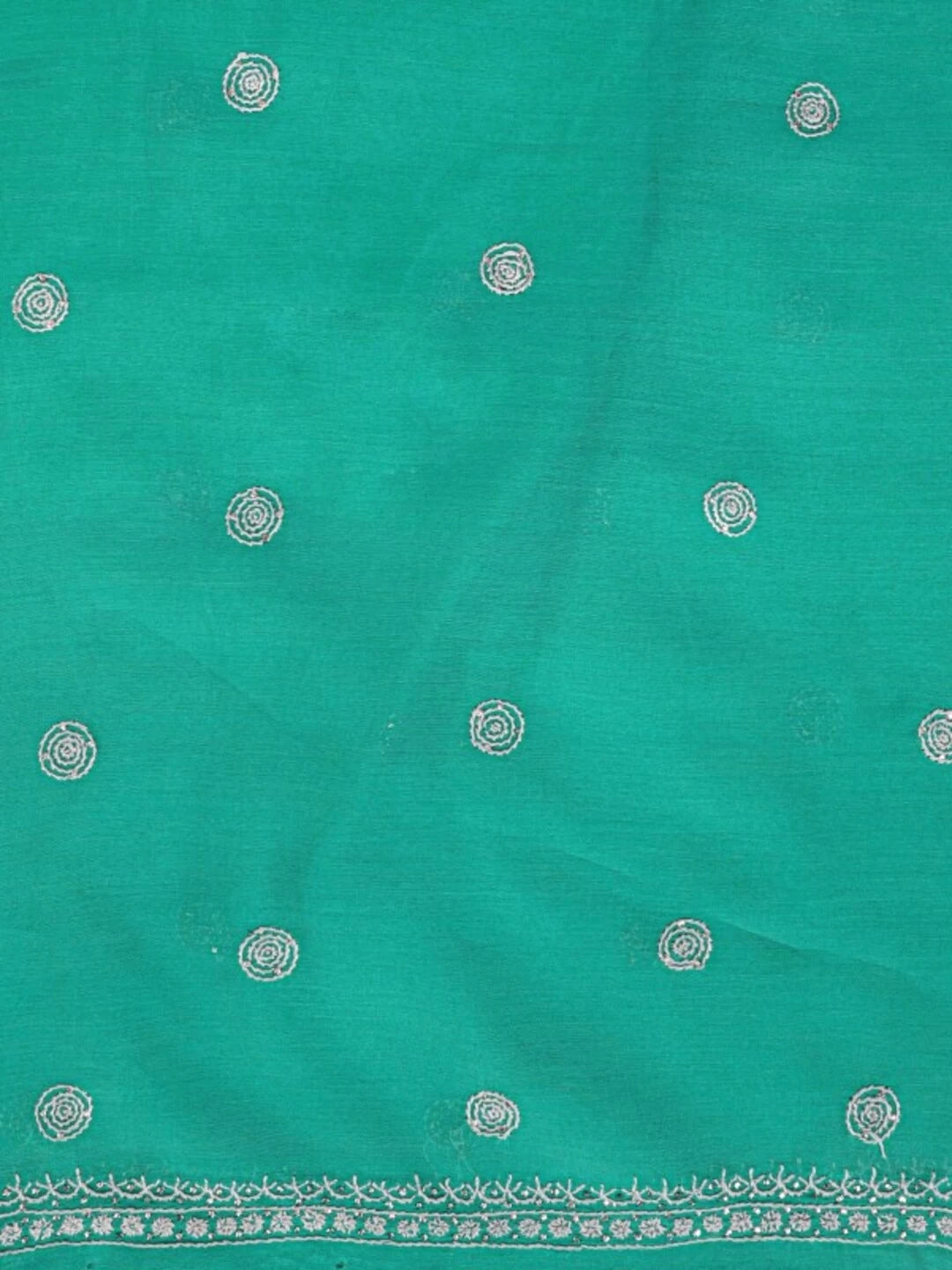 Ada Hand Embroidered Green Cotton Lucknowi Chikankari Unstitched Kurta Dupatta Set With Muqaish Work A326801