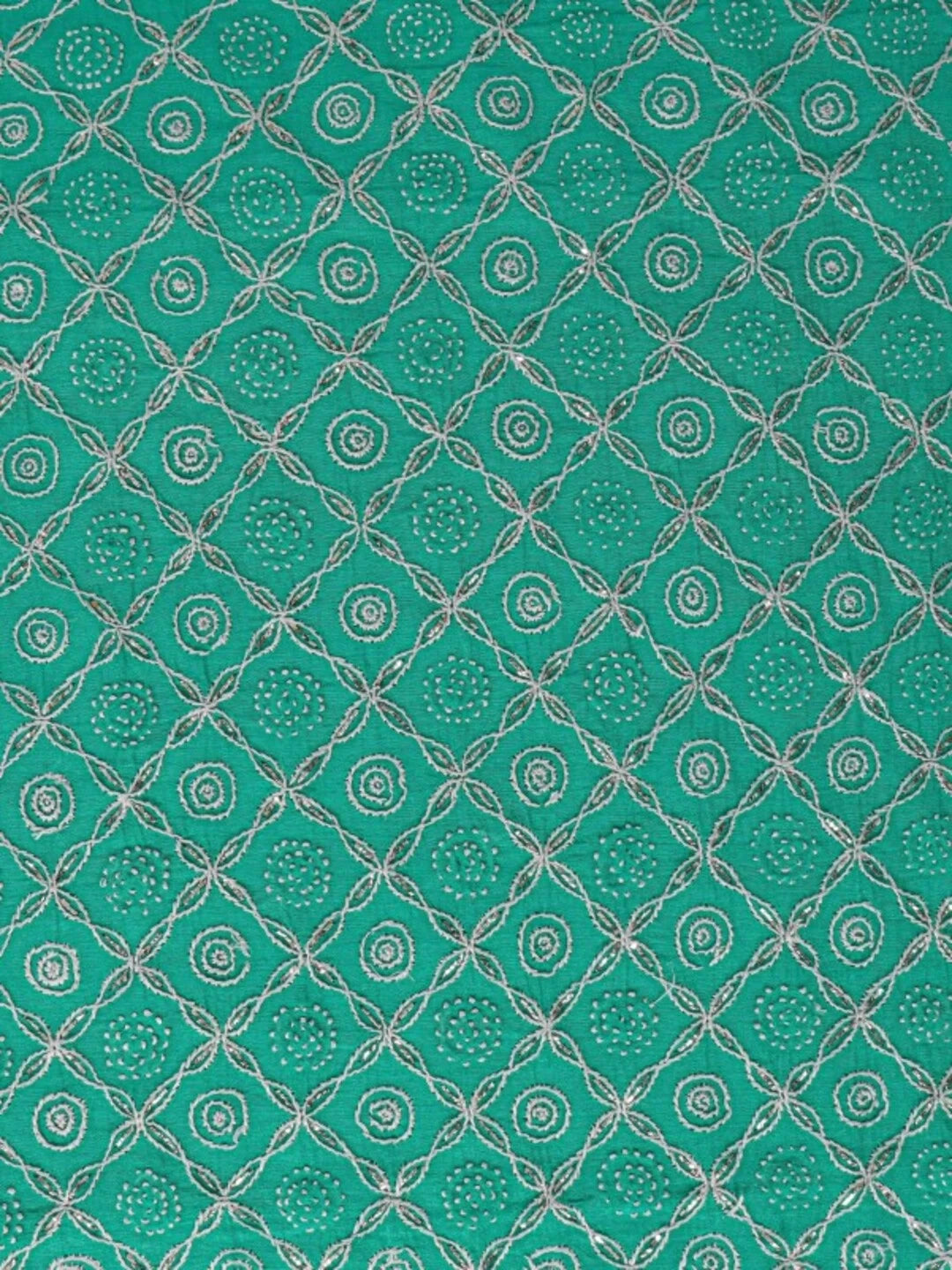 Ada Hand Embroidered Green Cotton Lucknowi Chikankari Unstitched Kurta Dupatta Set With Muqaish Work A326801