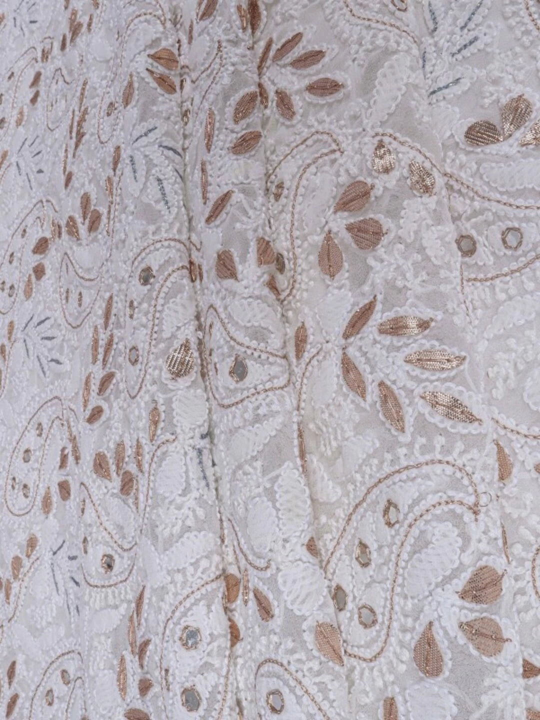 Ada Hand Embroidered White Georgette Lucknowi Chikankari Unstitched Kurta Dupatta Set With Gota Patti Work A539683