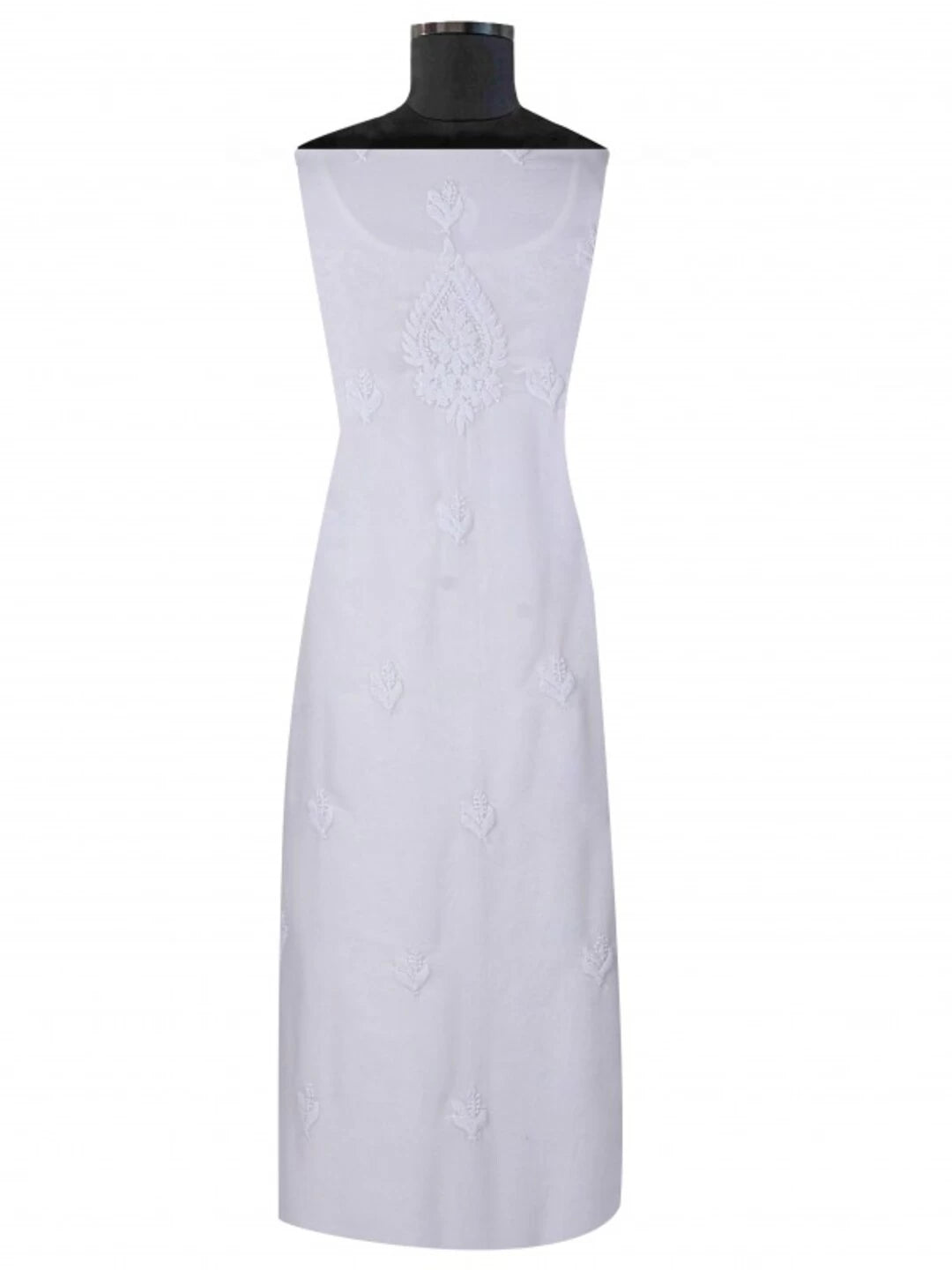 Ada Hand Embroidered White Georgette Lucknowi Chikankari Unstitched Kurta Dupatta Set With Gota Patti Work A539683