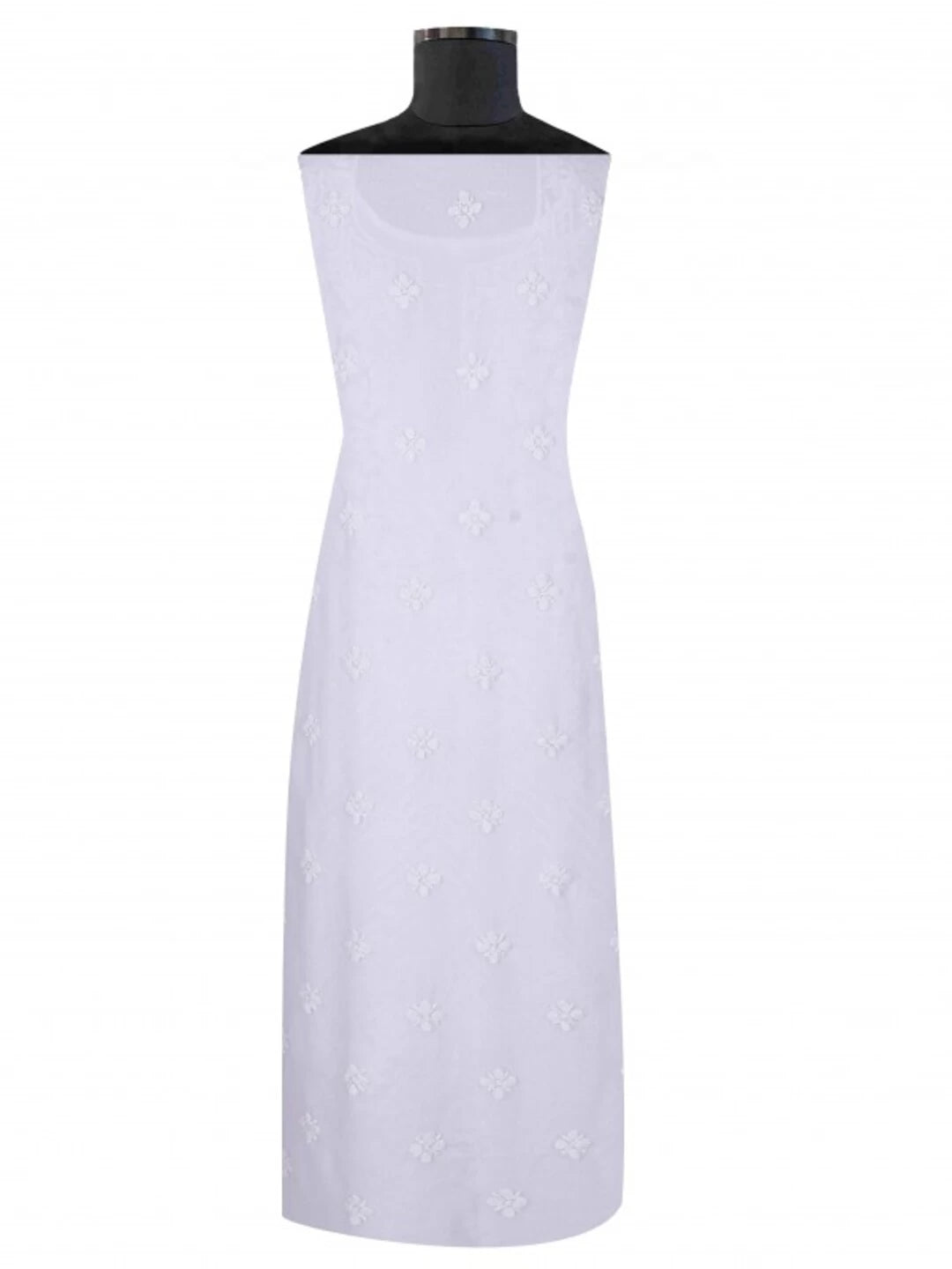 Ada Hand Embroidered White Georgette Lucknowi Chikankari Unstitched Kurta Dupatta Set with Pearl Work 01A15694
