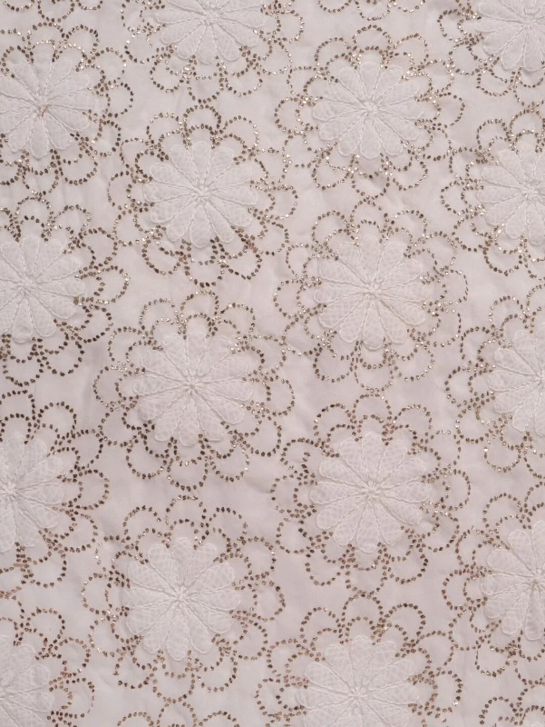 Ada Hand Embroidered Off White Georgette Lucknowi Chikankari Unstitched Kurta Dupatta Set with Muqaish Work A279004