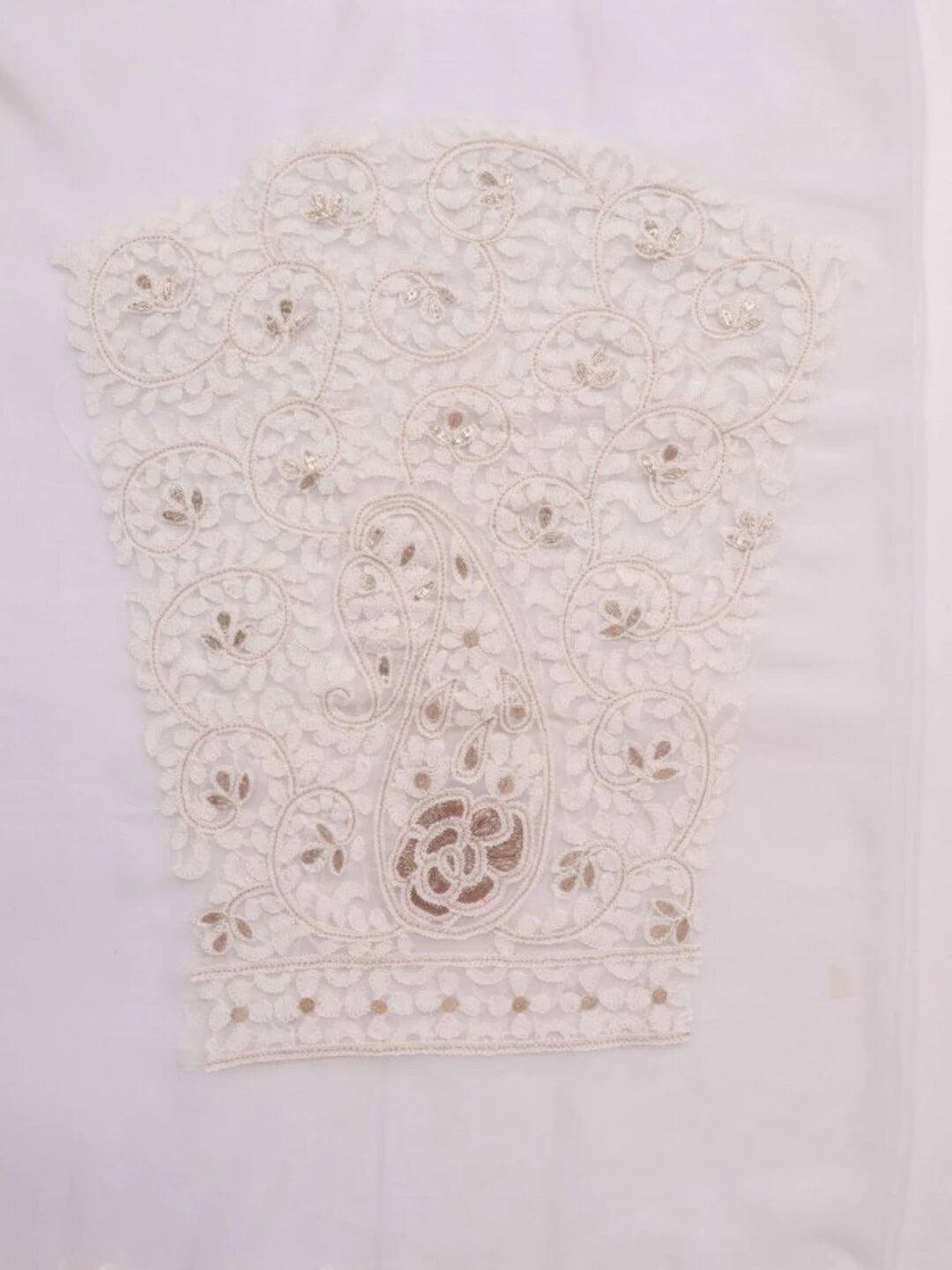 Ada Hand Embroidered White Georgette Lucknowi Chikankari Unstitched Kurta Dupatta Set With Gota Patti Work A576980