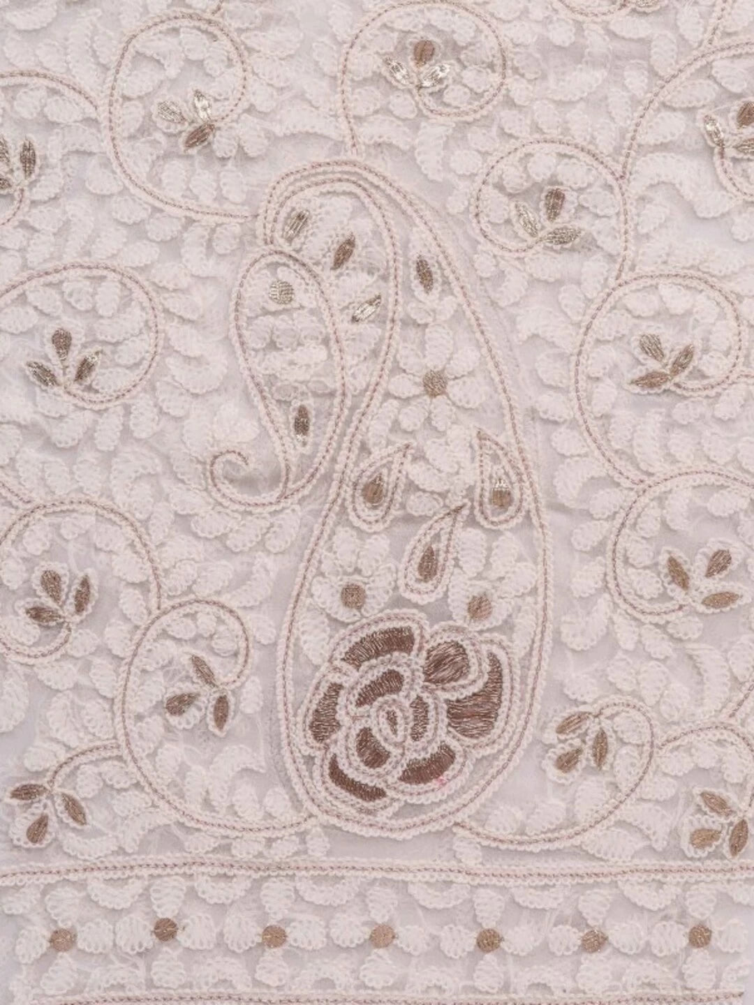 Ada Hand Embroidered White Georgette Lucknowi Chikankari Unstitched Kurta Dupatta Set With Gota Patti Work A576980