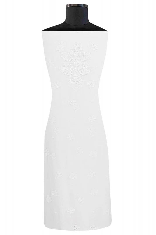 Ada Hand Embroidered White Georgette Lucknowi Chikankari Unstitched Kurta Dupatta Set With Gota Patti Work A590254