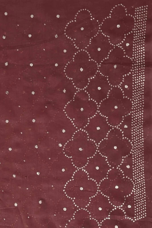 Ada Hand Embroidered Brown Chanderi Lucknowi Chikankari Unstitched Kurta Dupatta Set With Muqaish Work A595596