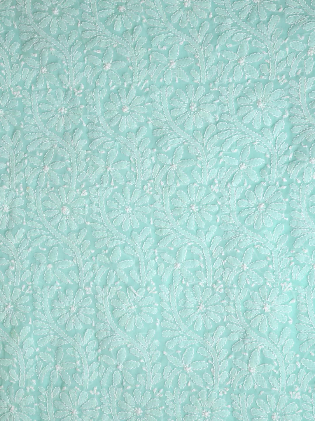 Ada Hand Embroidered Sea Green Georgette Lucknowi Chikankari Unstitched Kurta Dupatta Set 01A346878