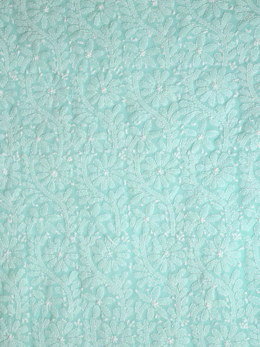 Ada Hand Embroidered Sea Green Georgette Lucknowi Chikankari Unstitched Kurta Dupatta Set 01A346878