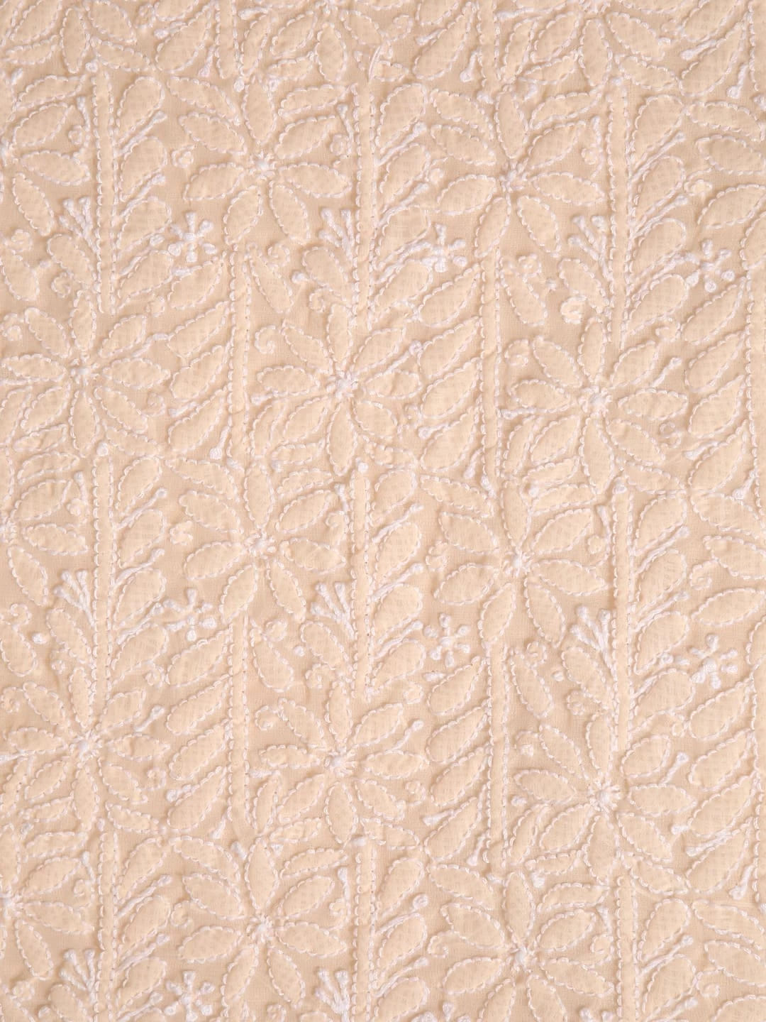 Ada Hand Embroidered Peach Georgette Lucknowi Chikankari Unstitched Kurta Dupatta Set 01A346871