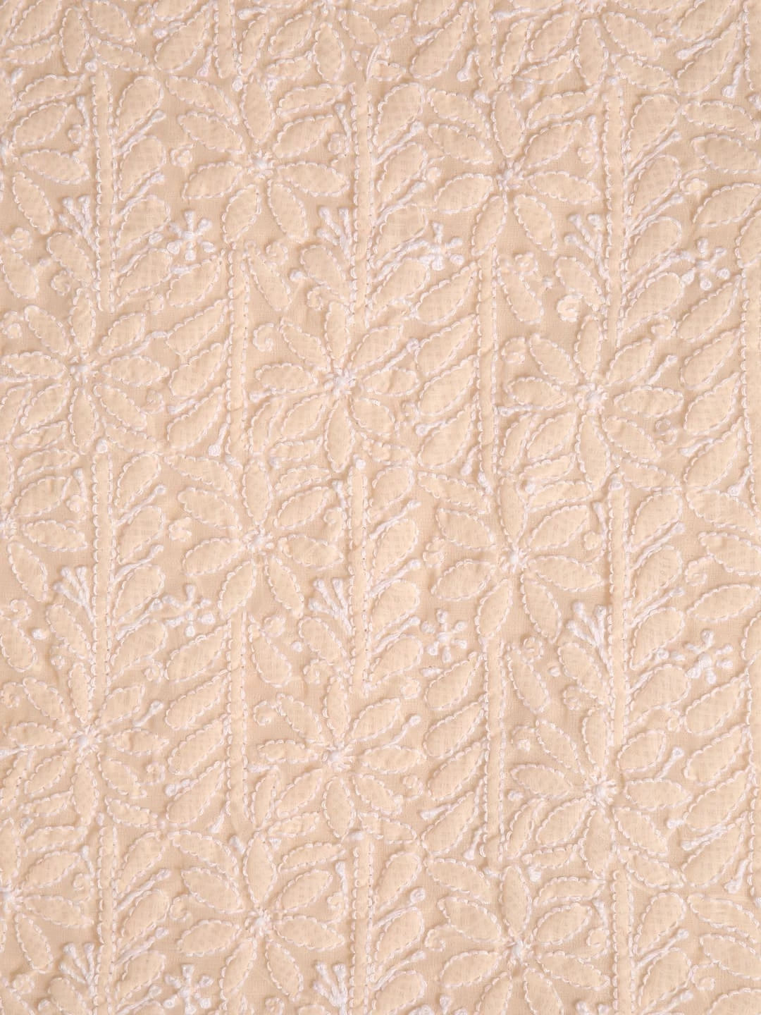 Ada Hand Embroidered Peach Georgette Lucknowi Chikankari Unstitched Kurta Dupatta Set 01A346871