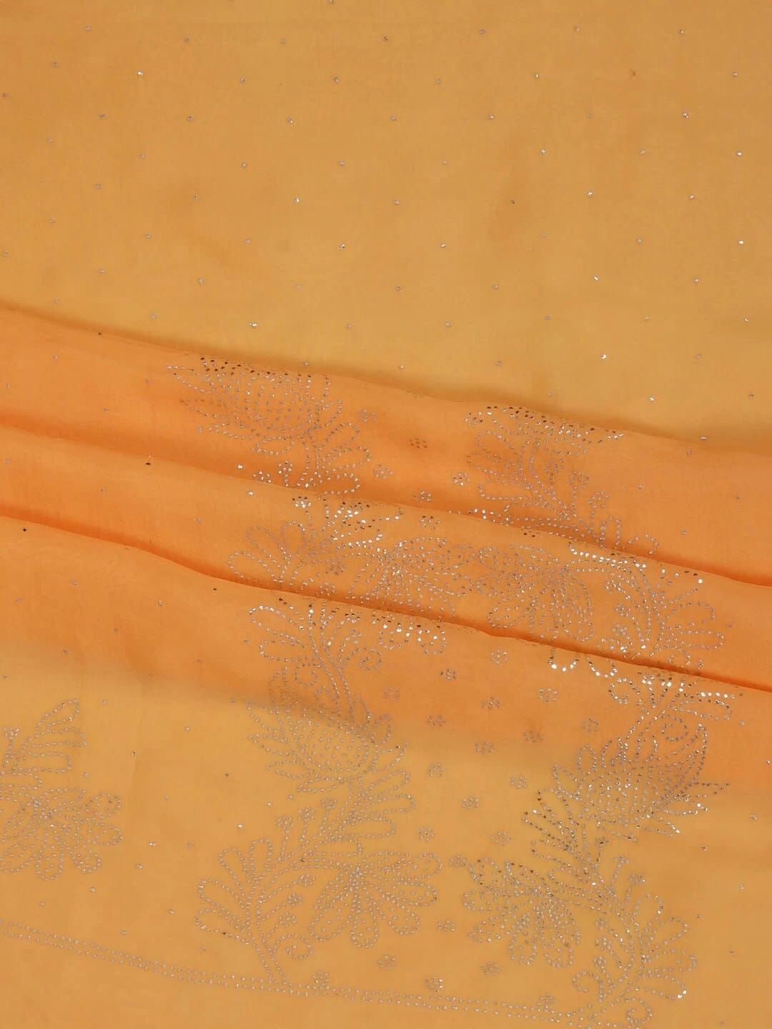 Ada Hand Embroidered Orange Organza Lucknowi Chikankari Unstitched Kurta Dupatta Set With Muqaish Work 01A207846