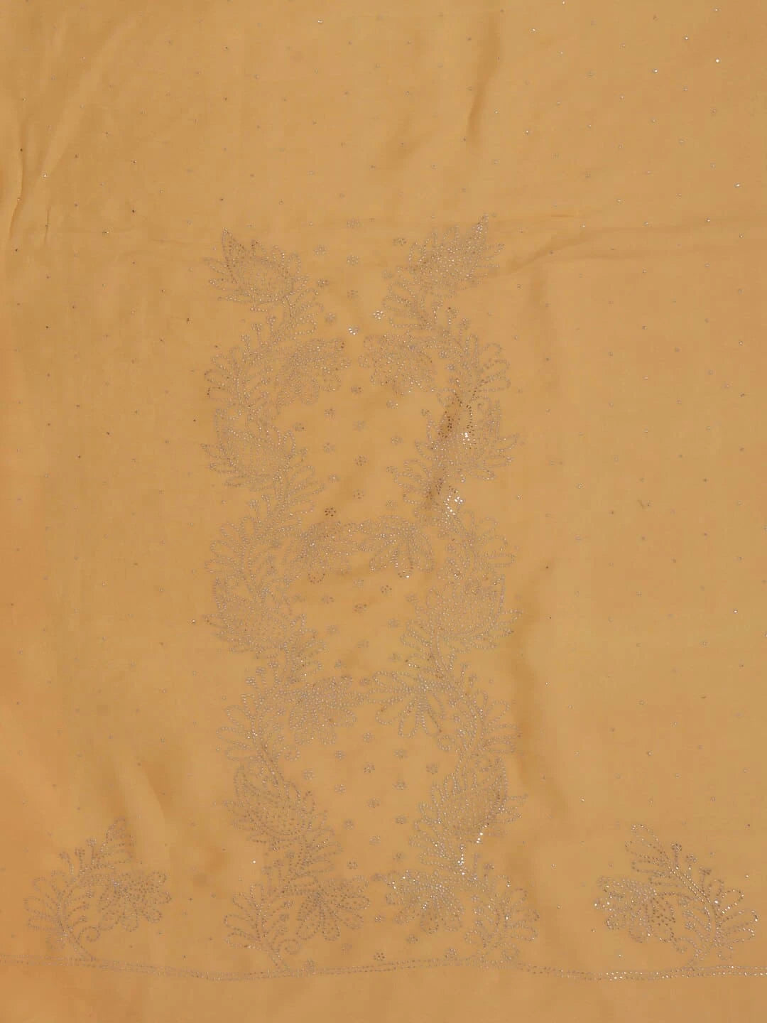 Ada Hand Embroidered Orange Organza Lucknowi Chikankari Unstitched Kurta Dupatta Set With Muqaish Work 01A207846