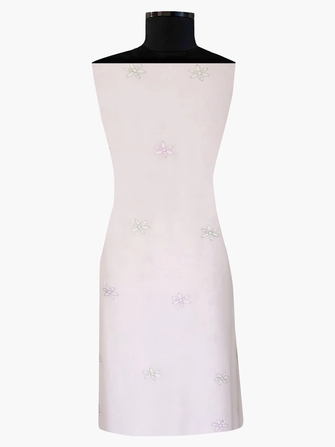Ada Hand Embroidered White Georgette Lucknowi Chikankari Unstitched Kurta Dupatta Set With Sequinned Work 01A63067