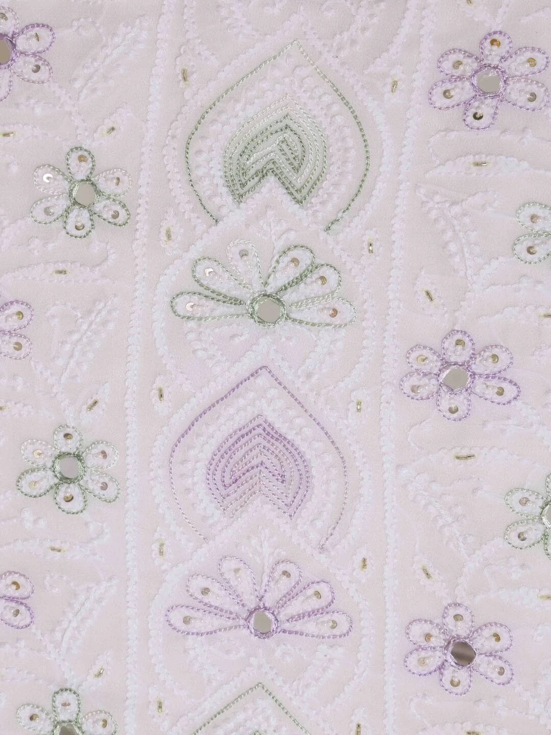 Ada Hand Embroidered White Georgette Lucknowi Chikankari Unstitched Kurta Dupatta Set With Sequinned Work 01A63067