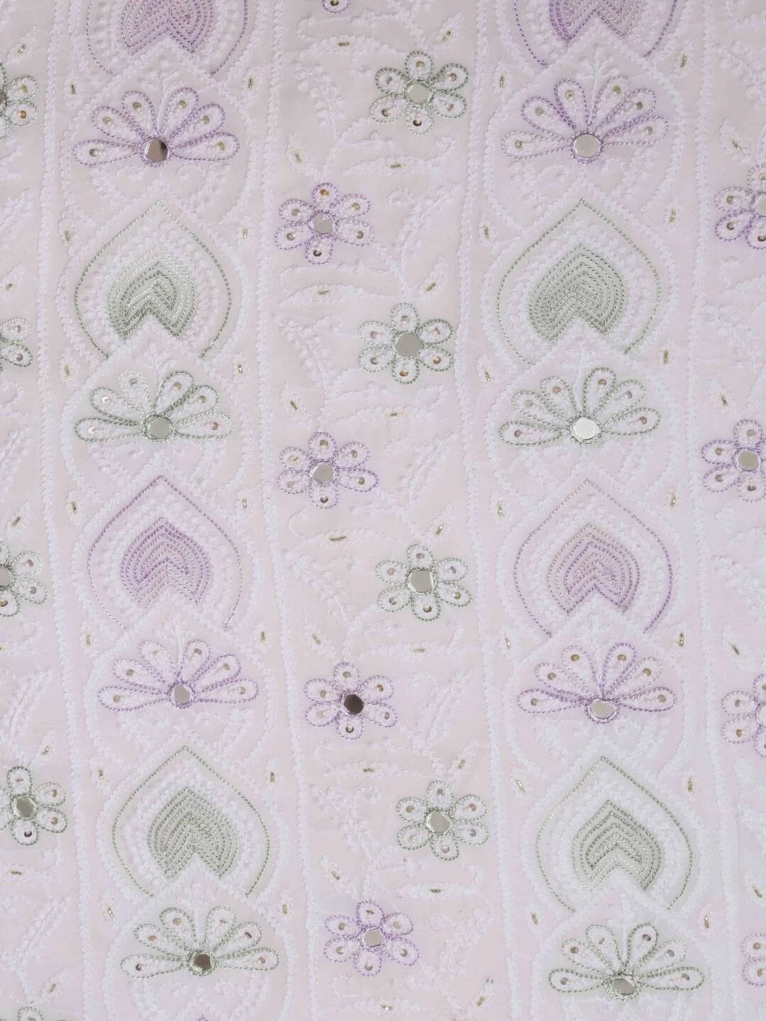 Ada Hand Embroidered White Georgette Lucknowi Chikankari Unstitched Kurta Dupatta Set With Sequinned Work 01A63067