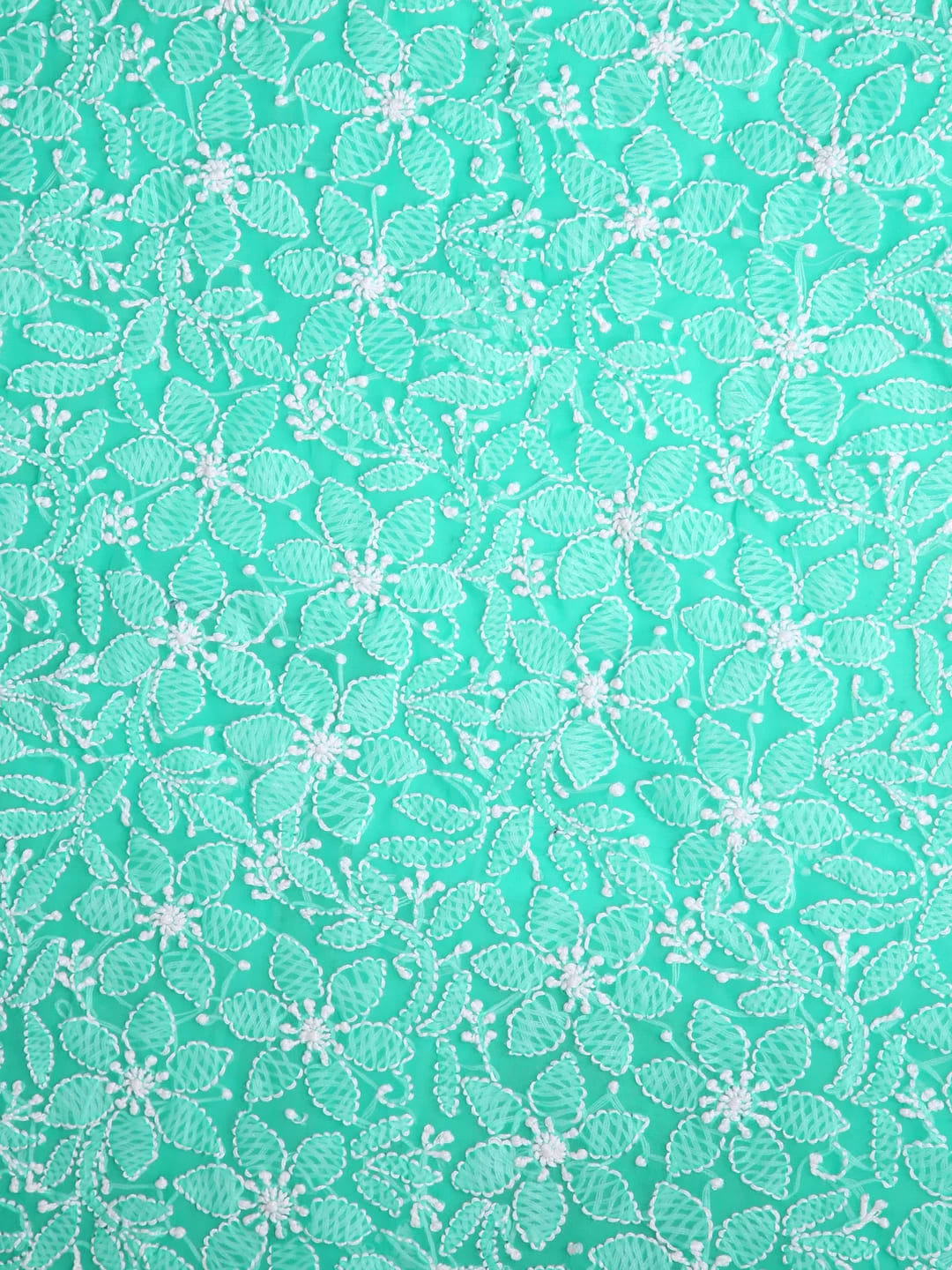 Ada Hand Embroidered Rama Green Georgette Lucknowi Chikankari Unstitched Suit Piece With Parsi Work A211258