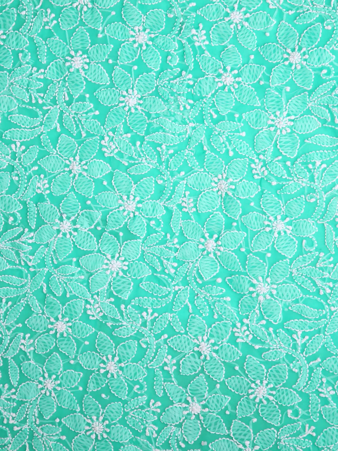 Ada Hand Embroidered Rama Green Georgette Lucknowi Chikankari Unstitched Suit Piece With Parsi Work A211258