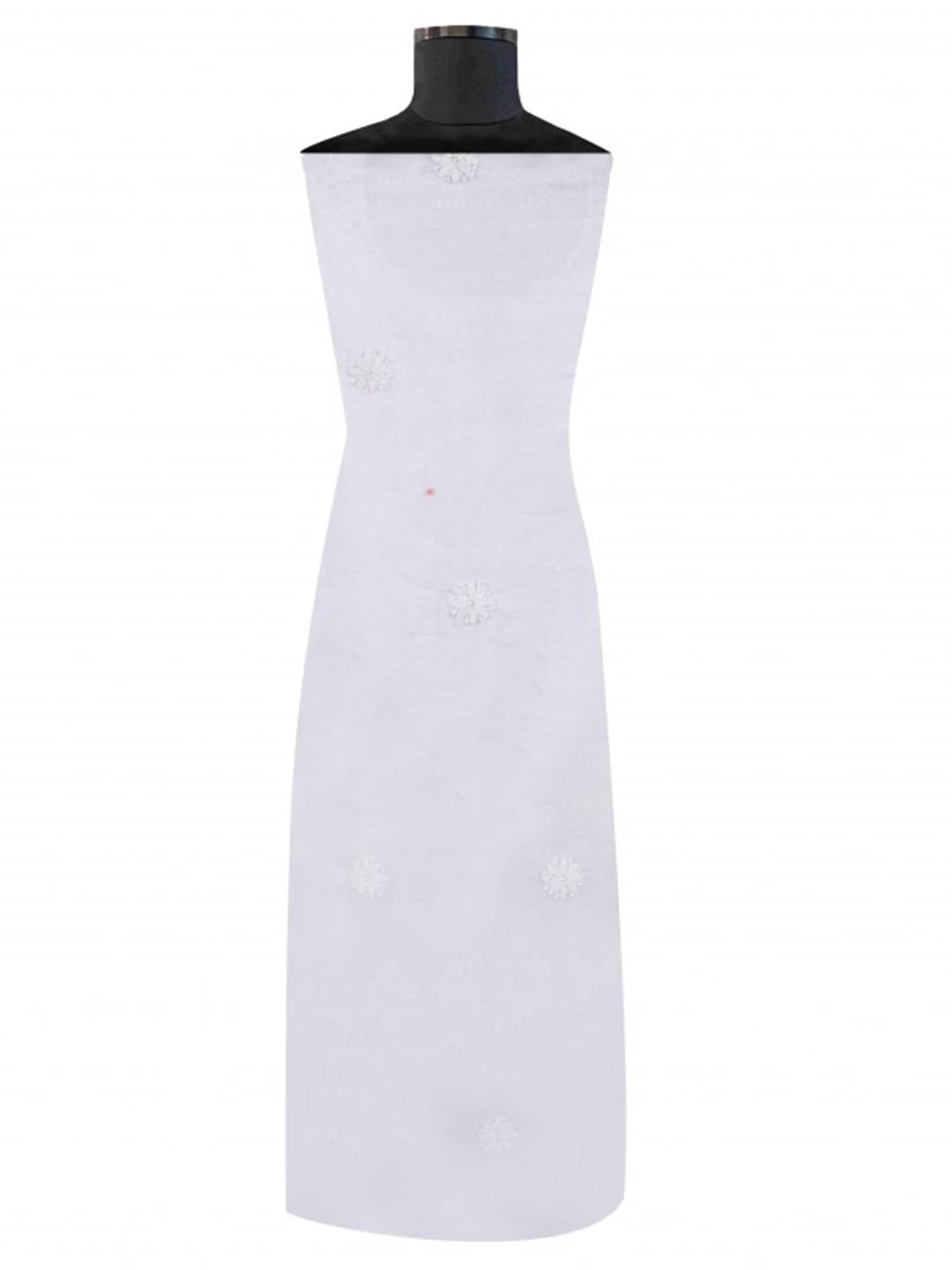 Ada Hand Embroidered White Organza Lucknowi Chikankari Unstitched Kurta Dupatta Set With Pearl Work 01A223554