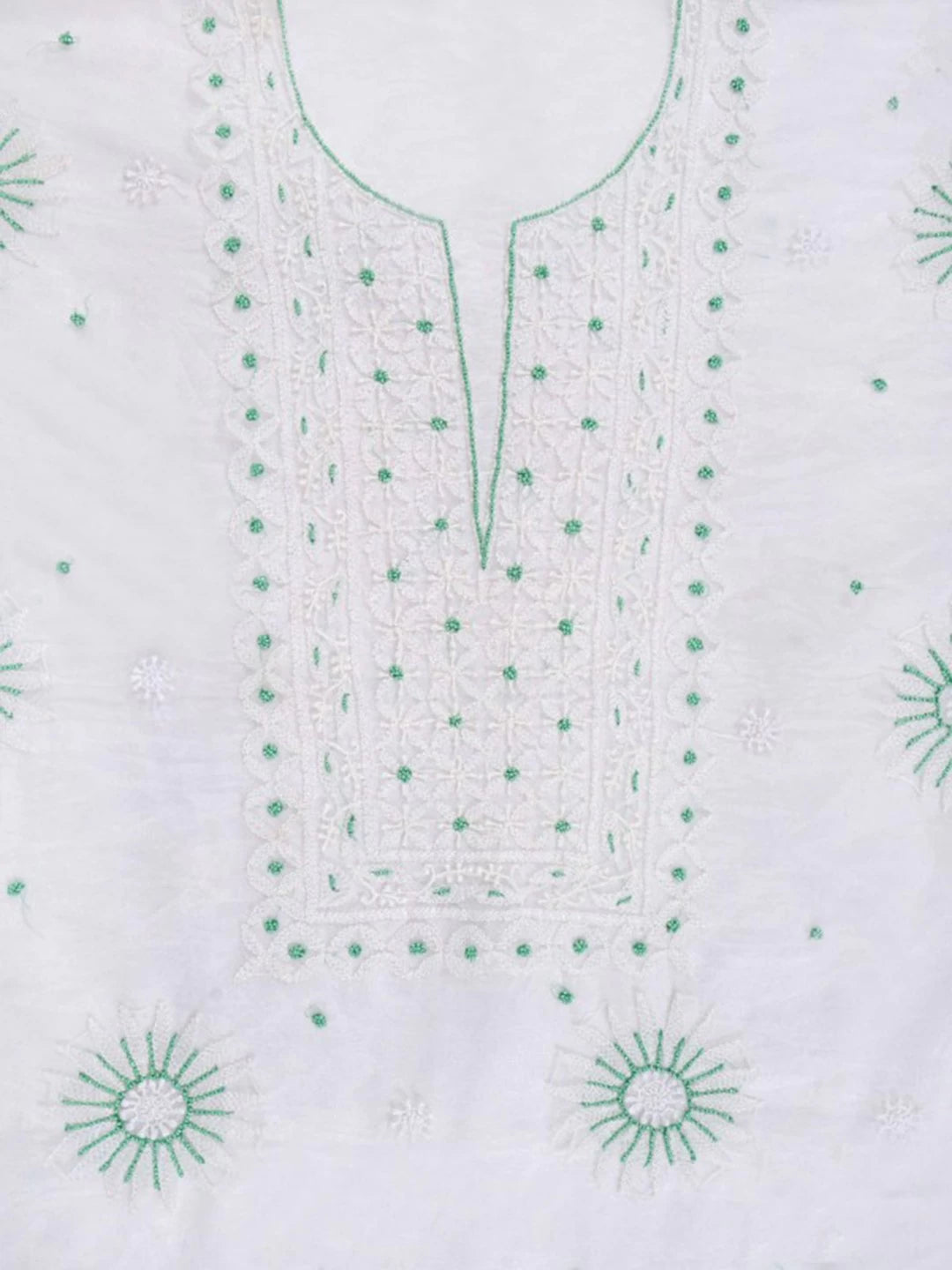 Ada Hand Embroidered White Organza Lucknowi Chikankari Unstitched Kurta Dupatta Set With Pearl Work 01A223544