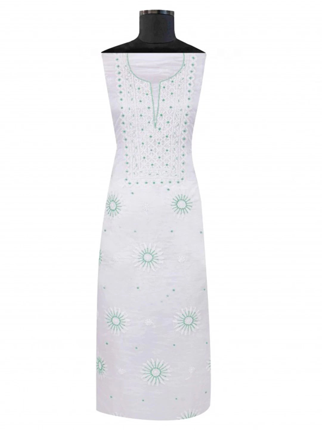 Ada Hand Embroidered White Organza Lucknowi Chikankari Unstitched Kurta Dupatta Set With Pearl Work 01A223544