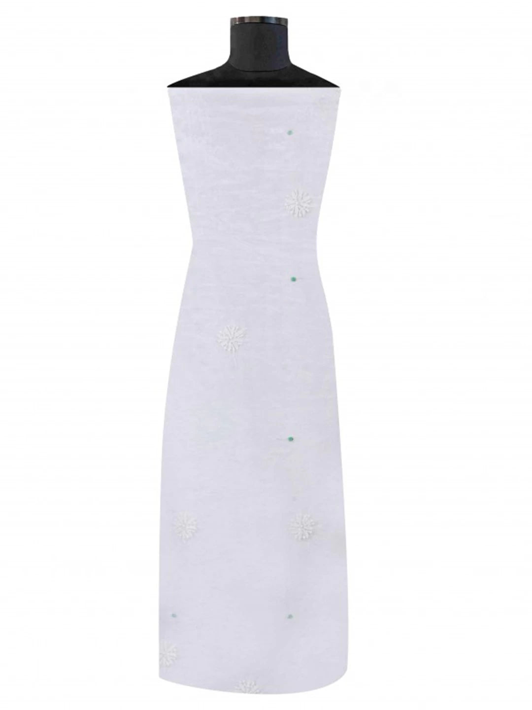 Ada Hand Embroidered White Organza Lucknowi Chikankari Unstitched Kurta Dupatta Set With Pearl Work 01A223544