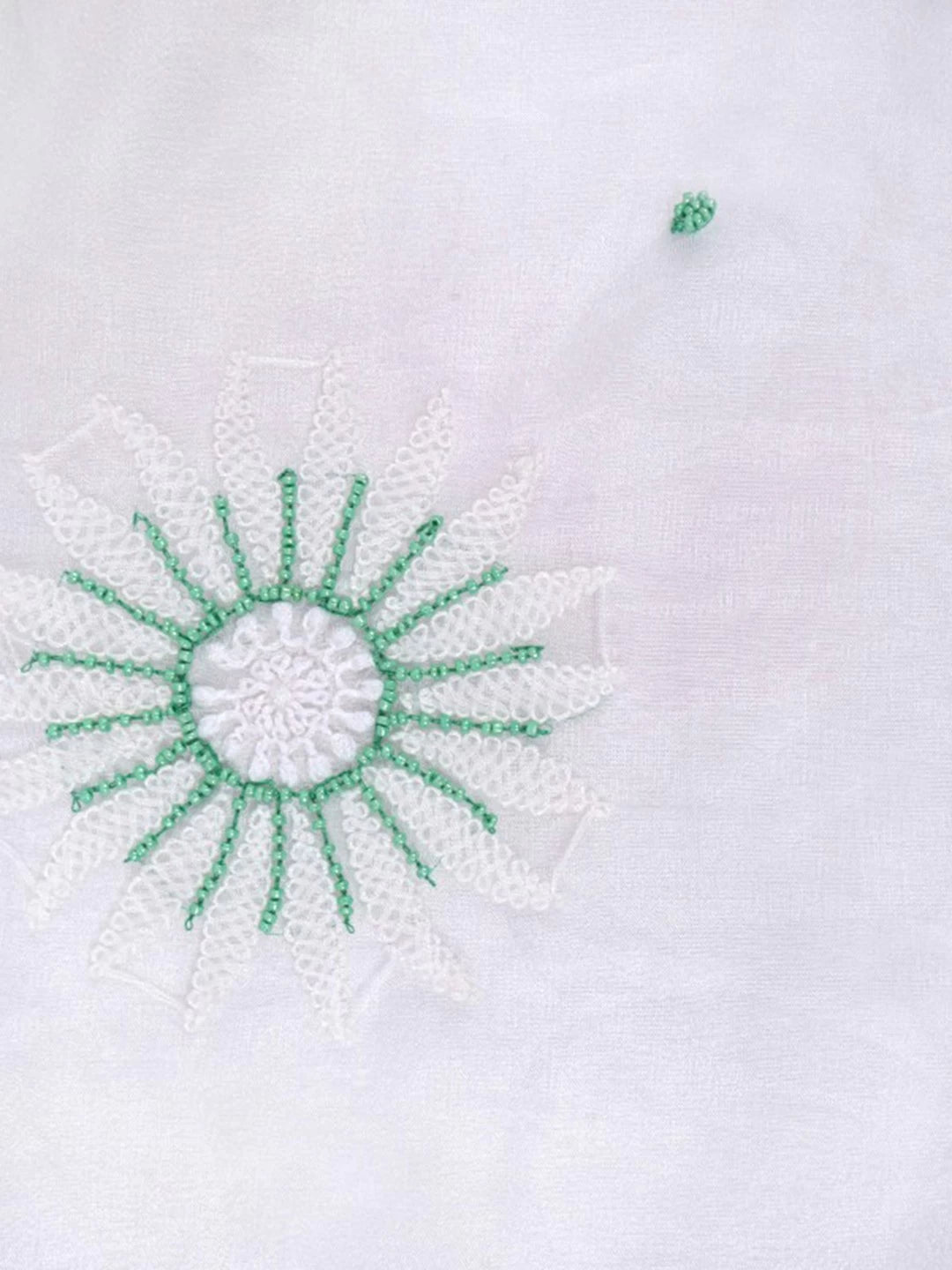 Ada Hand Embroidered White Organza Lucknowi Chikankari Unstitched Kurta Dupatta Set With Pearl Work 01A223544