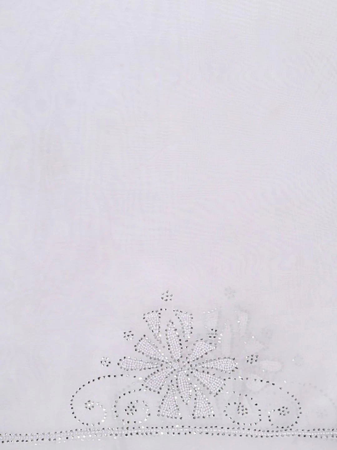 Ada Hand Embroidered White Organza Lucknowi Chikankari Unstitched Kurta Dupatta Set With Muqaish Work 01A202905