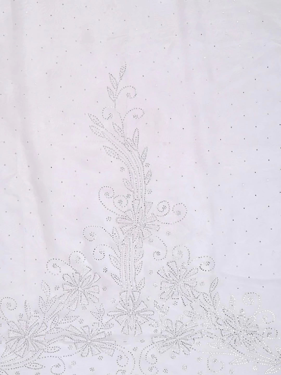 Ada Hand Embroidered White Organza Lucknowi Chikankari Unstitched Kurta Dupatta Set With Muqaish Work 01A202905
